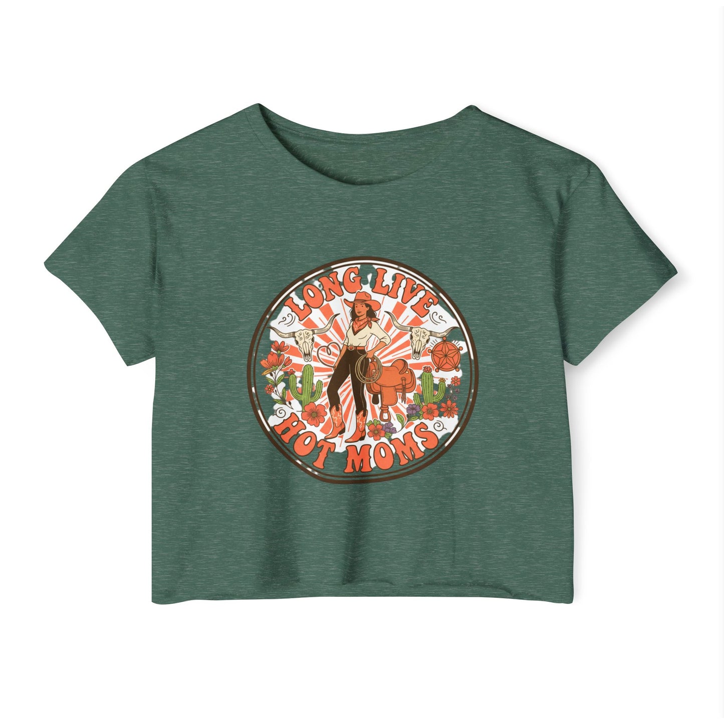 Long Live Hot Moms Crop Top | Retro Floral Pinup Mom Design, mom tee