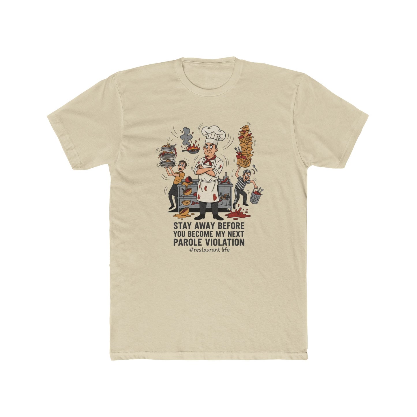 Chef Funny T‑Shirt — "Stay Away Before You Become My Next Parole Violation" Cooking Humor Tee
