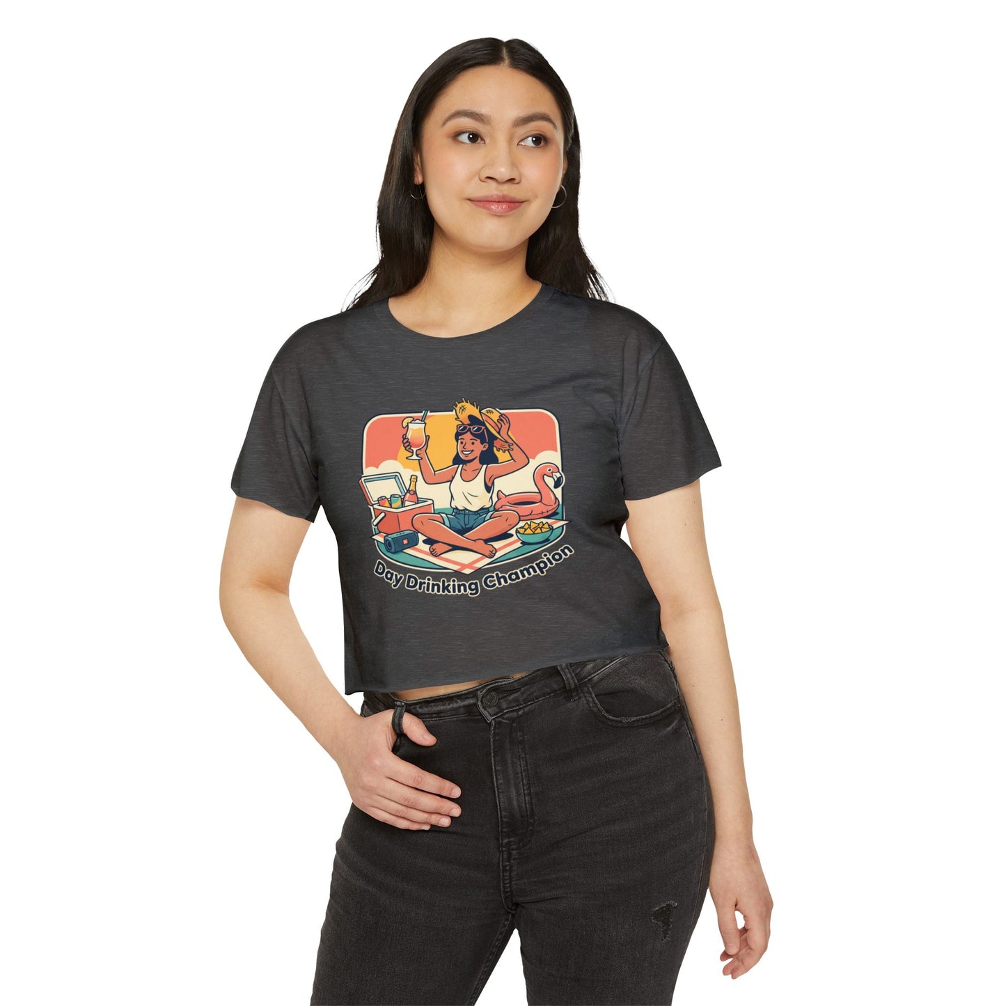 Day Drinking Champion Crop Top — Women's Festival Summer Tee