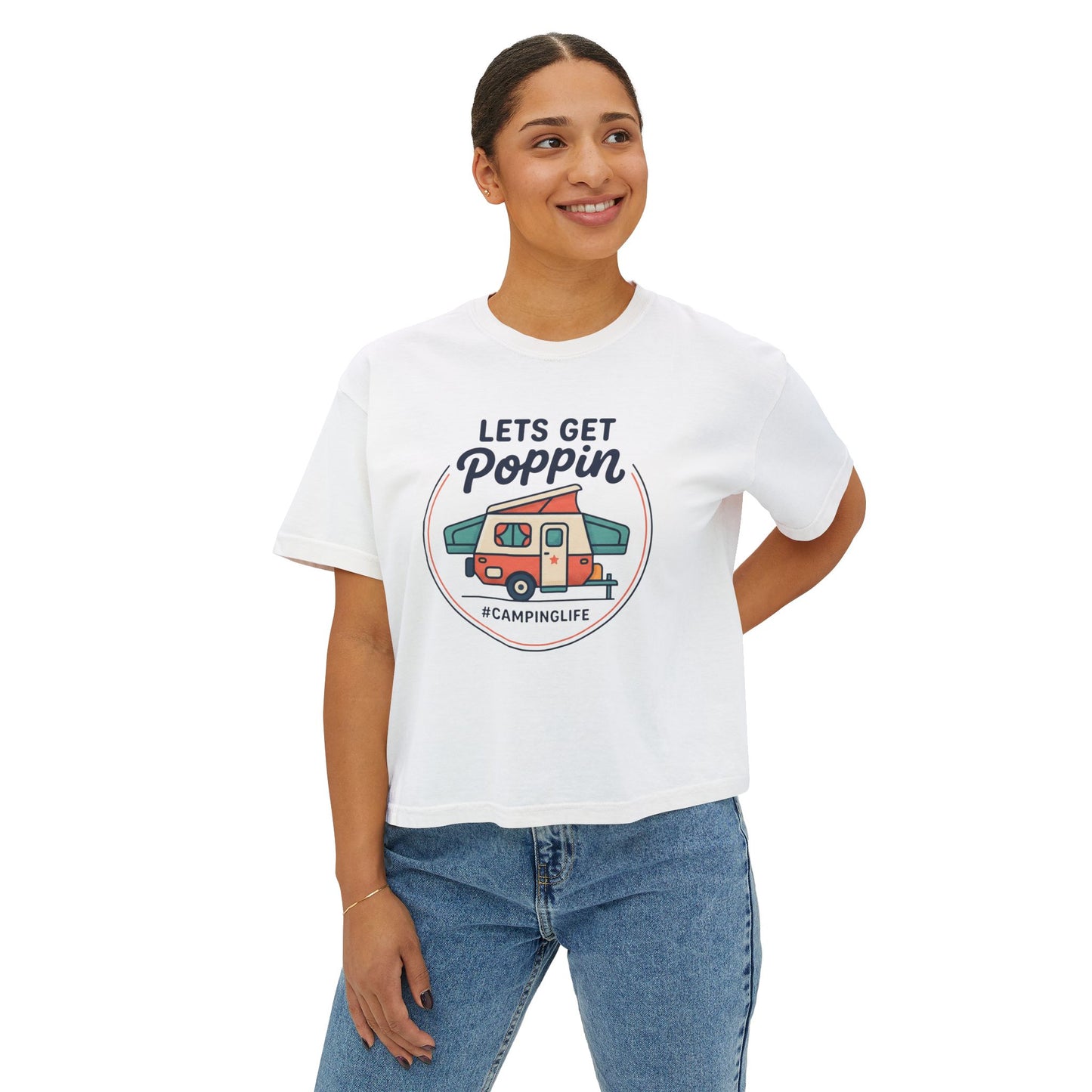 Lets Get Poppin Camper Tee — #CampingLife Retro RV Camping Shirt
