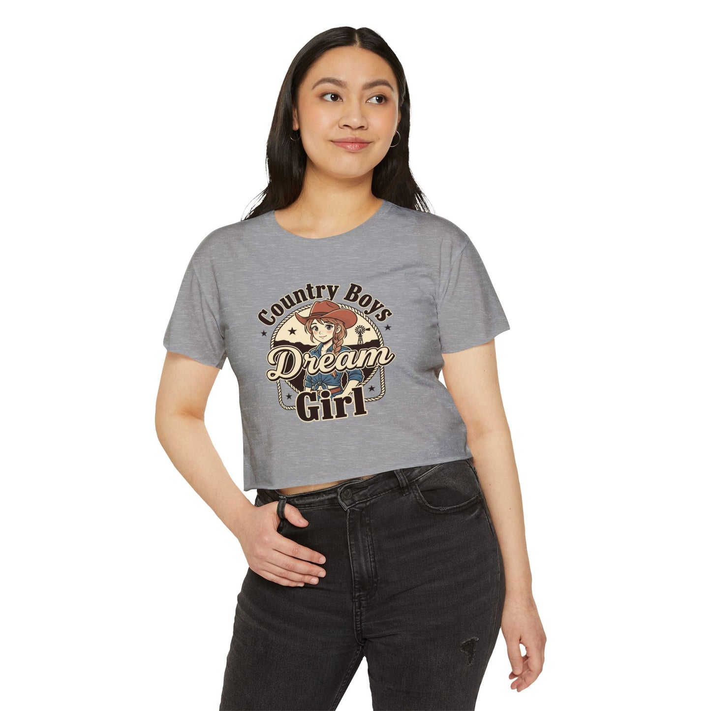 Country Boys Dream Girl Crop Top – Retro Cowgirl Festival Tee