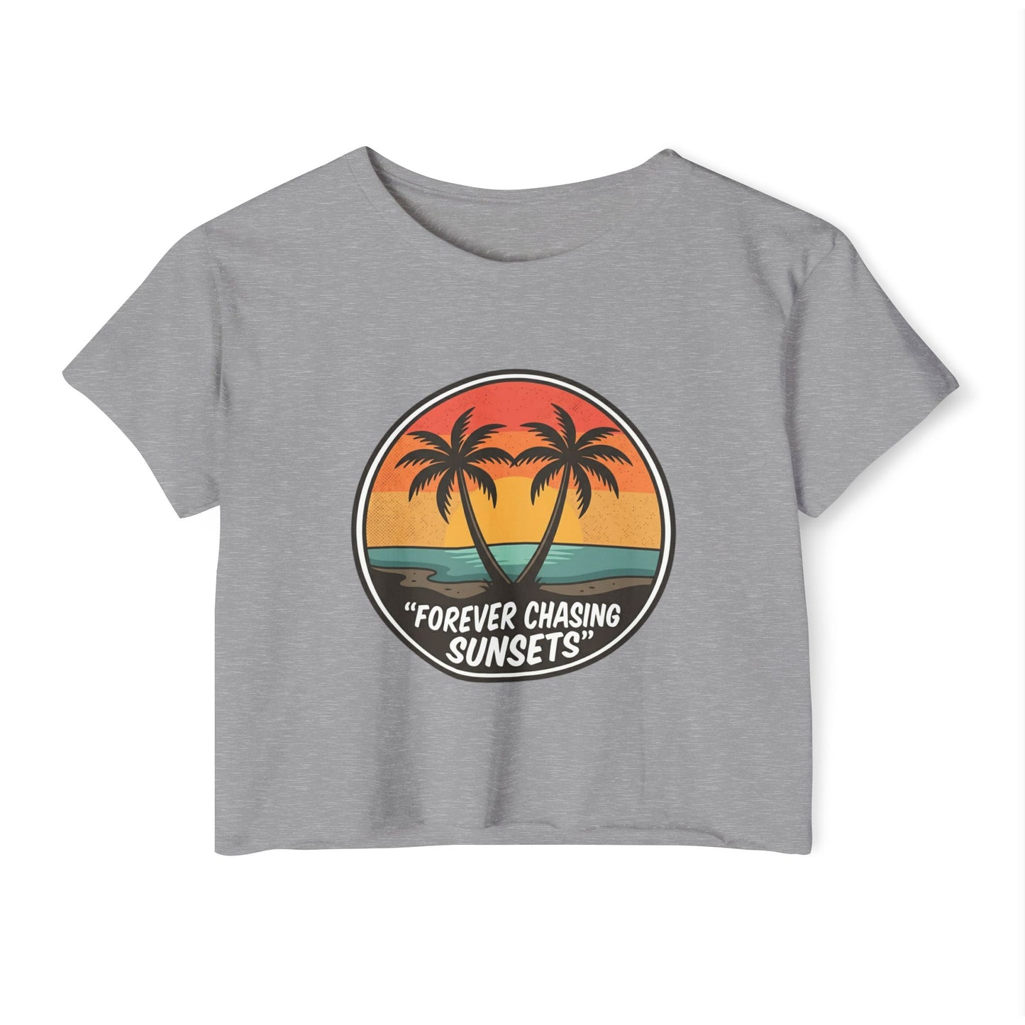 Forever Chasing Sunsets Crop Top - Vintage Palm Beach Festival Tee
