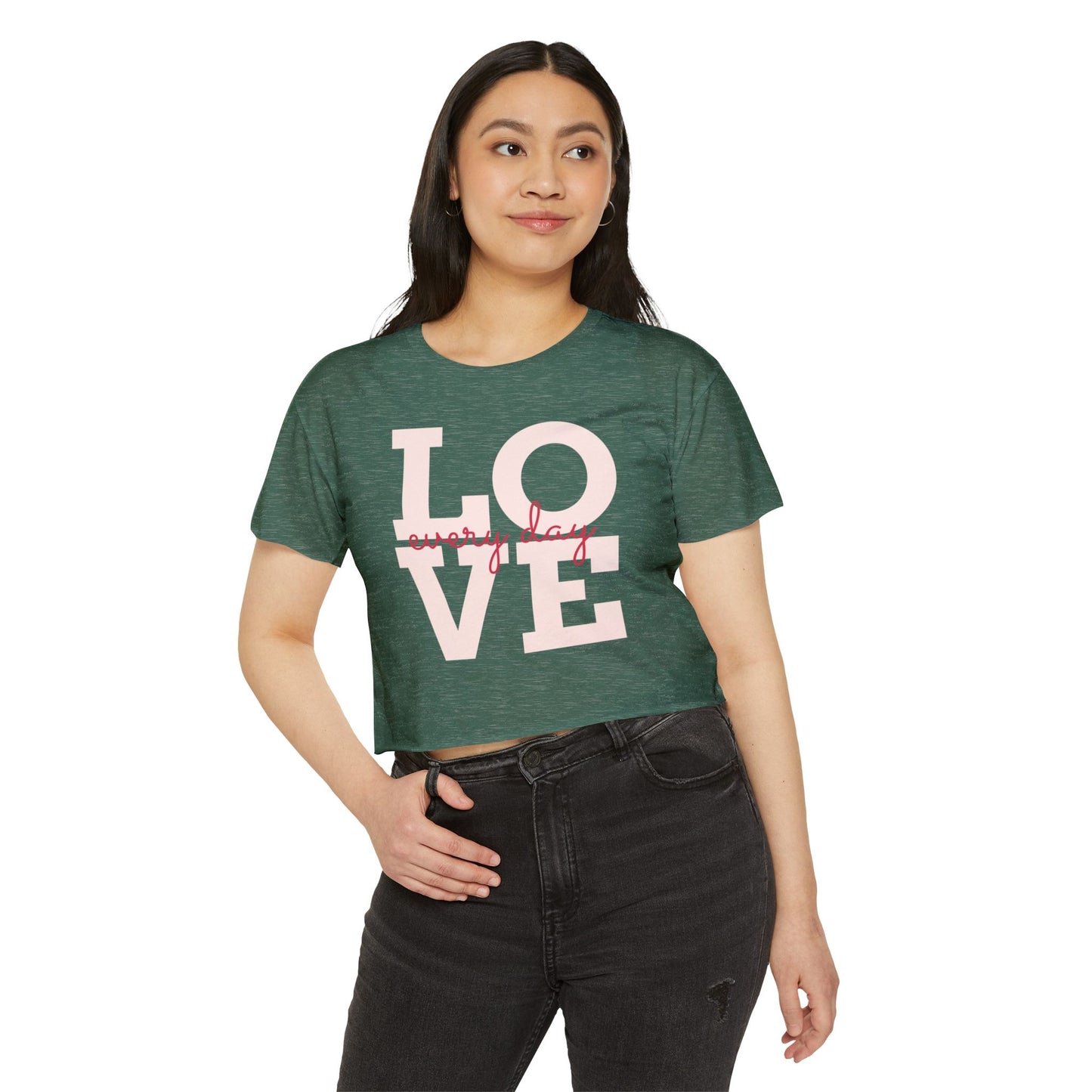 LOVE Every Day Crop Top — Women's Casual Festival Tee