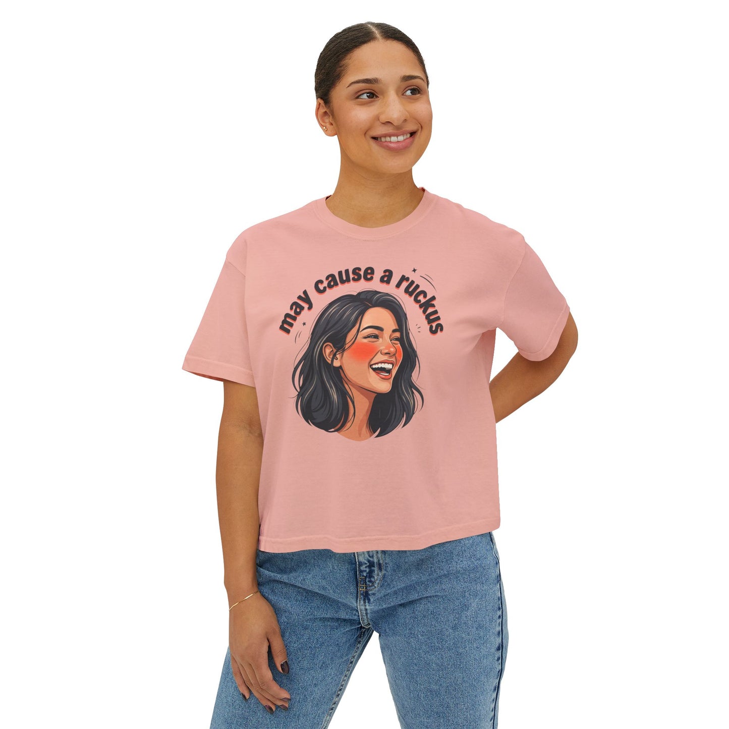 may cause a ruckus tee | laughing woman illustration