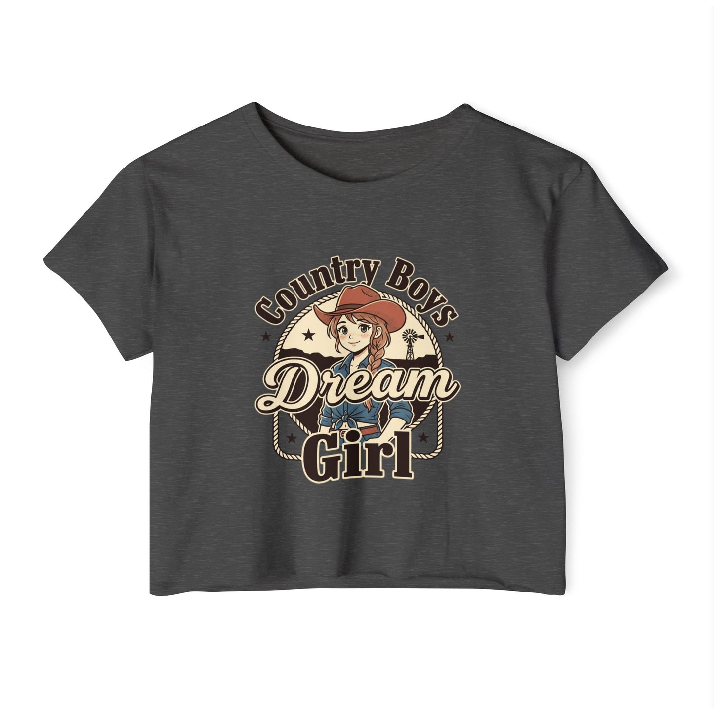 Country Boys Dream Girl Crop Top – Retro Cowgirl Festival Tee