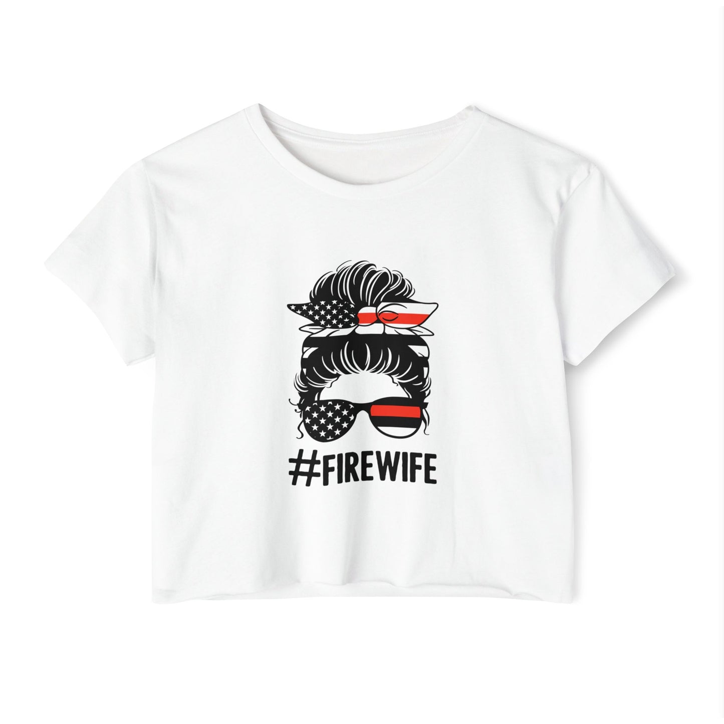 #FireWife Crop Top — Patriotic Firefighter Wife Festival Tee