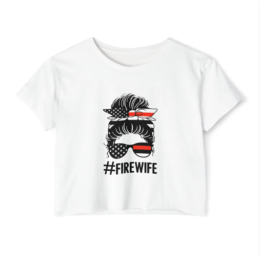 #FireWife Crop Top — Patriotic Firefighter Wife Festival Tee