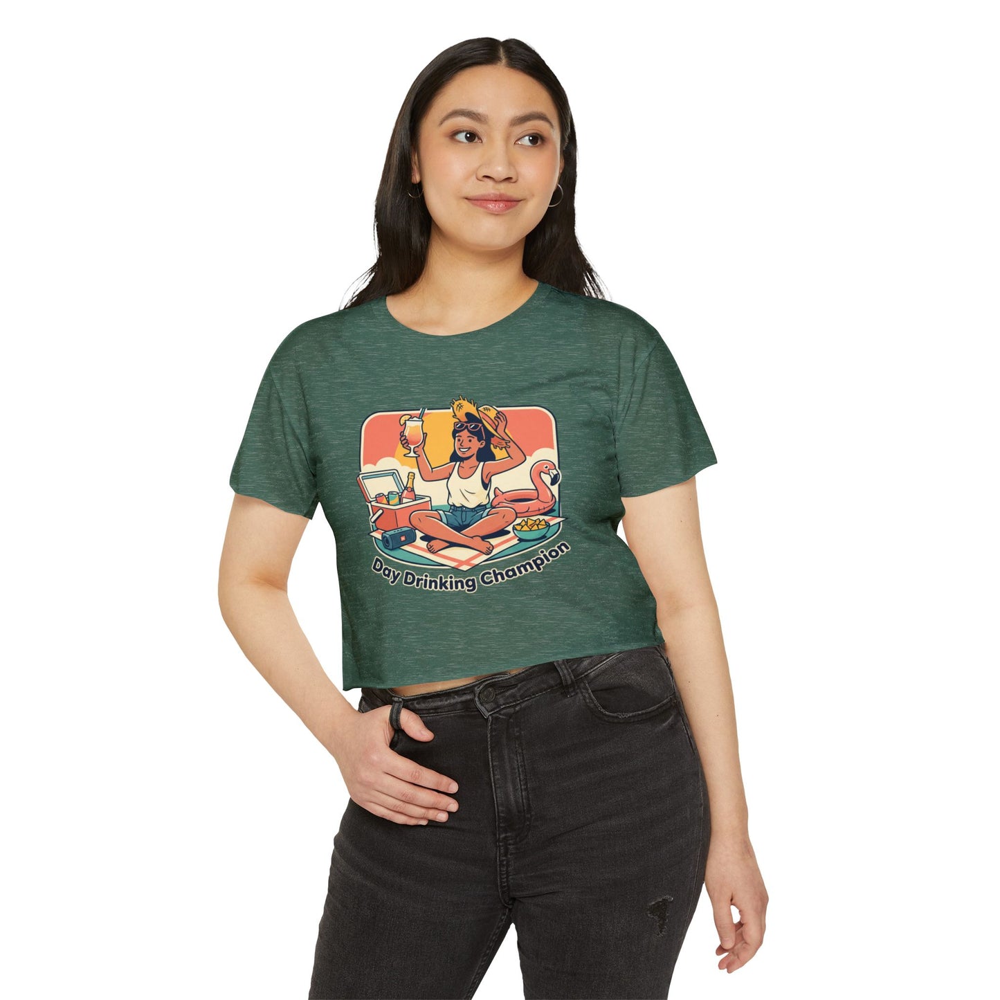 Day Drinking Champion Crop Top — Women's Festival Summer Tee