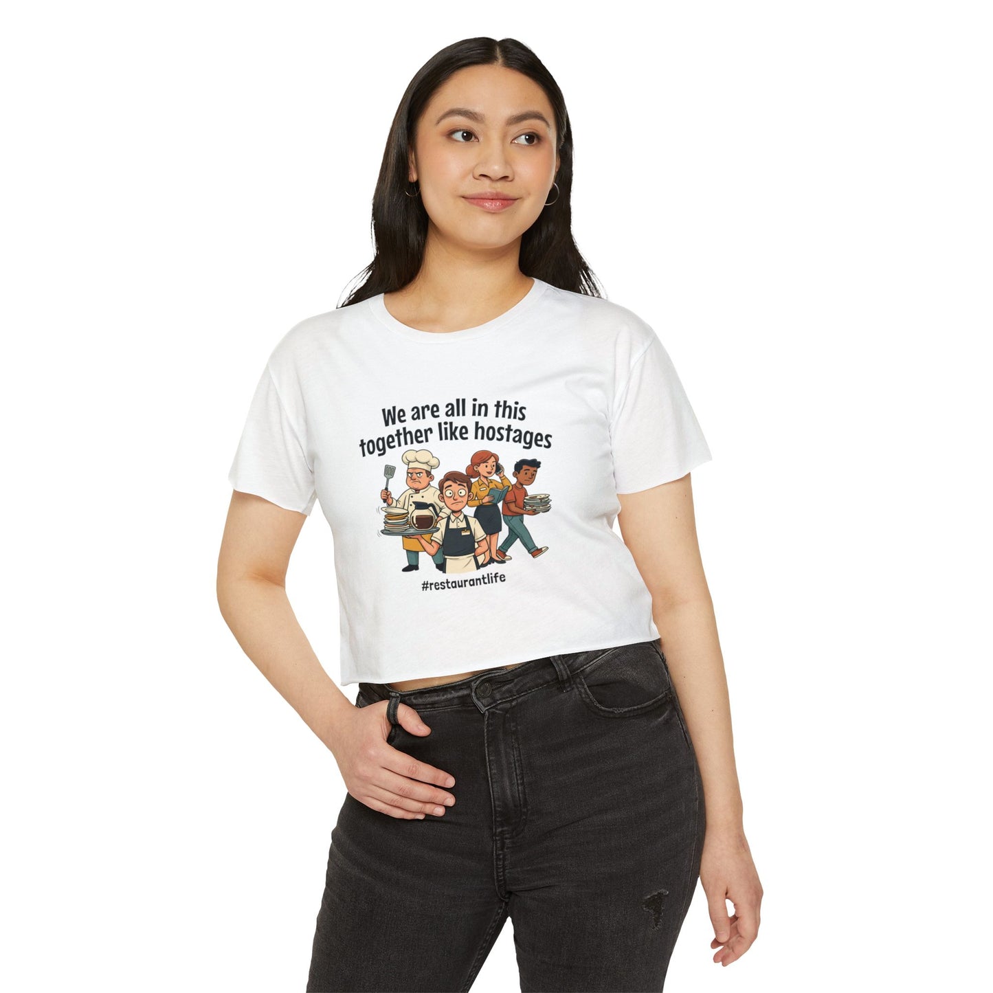 Restaurant Staff Cartoon We Are All In This Together crop top | #restaurantlife