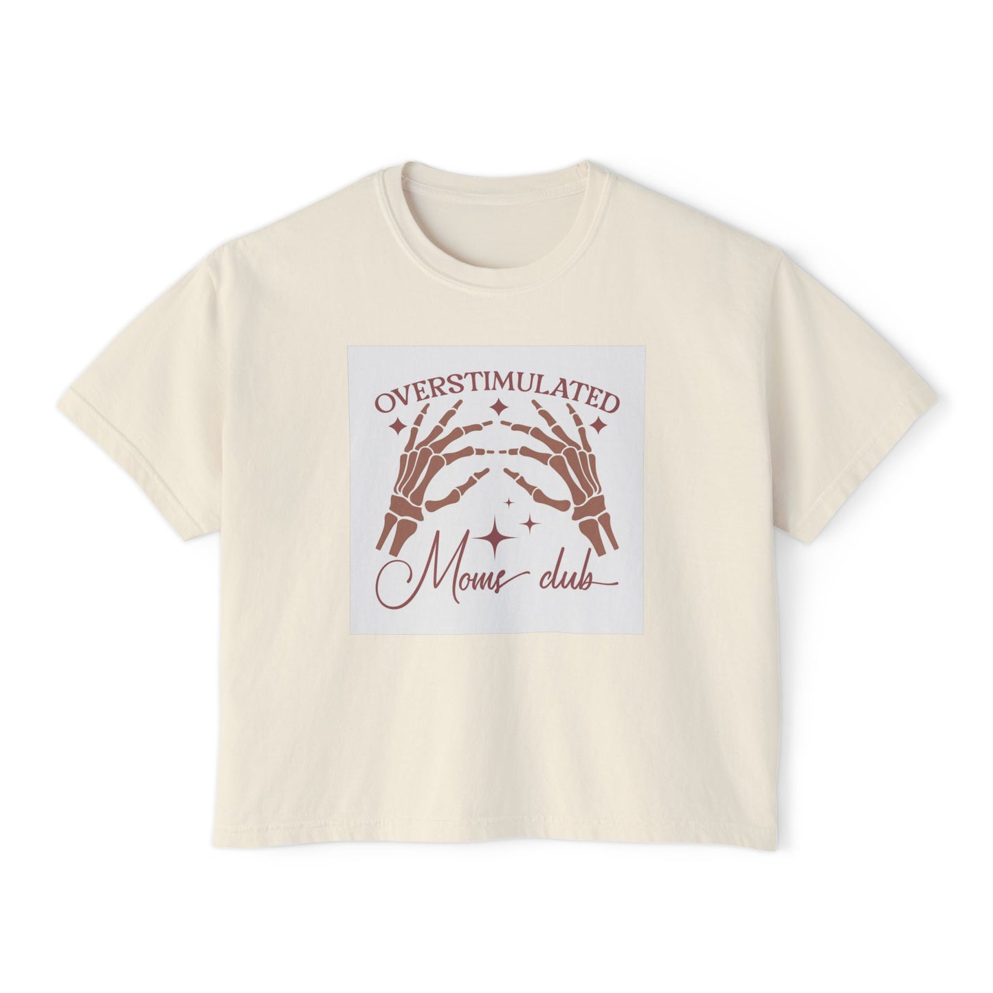 Overstimulated Mom Club Boxy Tee - Relaxed Fit Cotton Top for Moms
