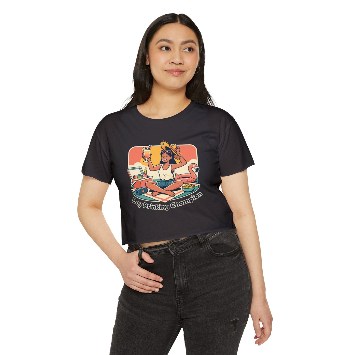 Day Drinking Champion Crop Top — Women's Festival Summer Tee
