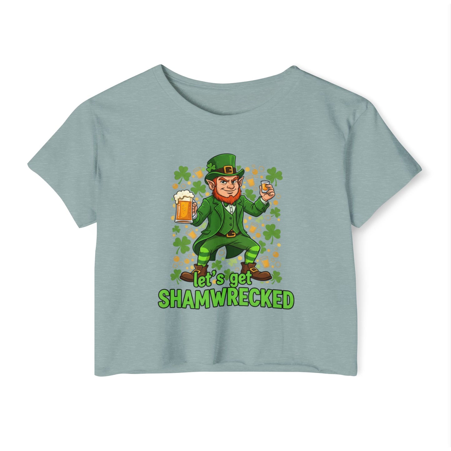 Let’s Get Shamwrecked Leprechaun Shamrock Crop Top | St. Patrick’s Day