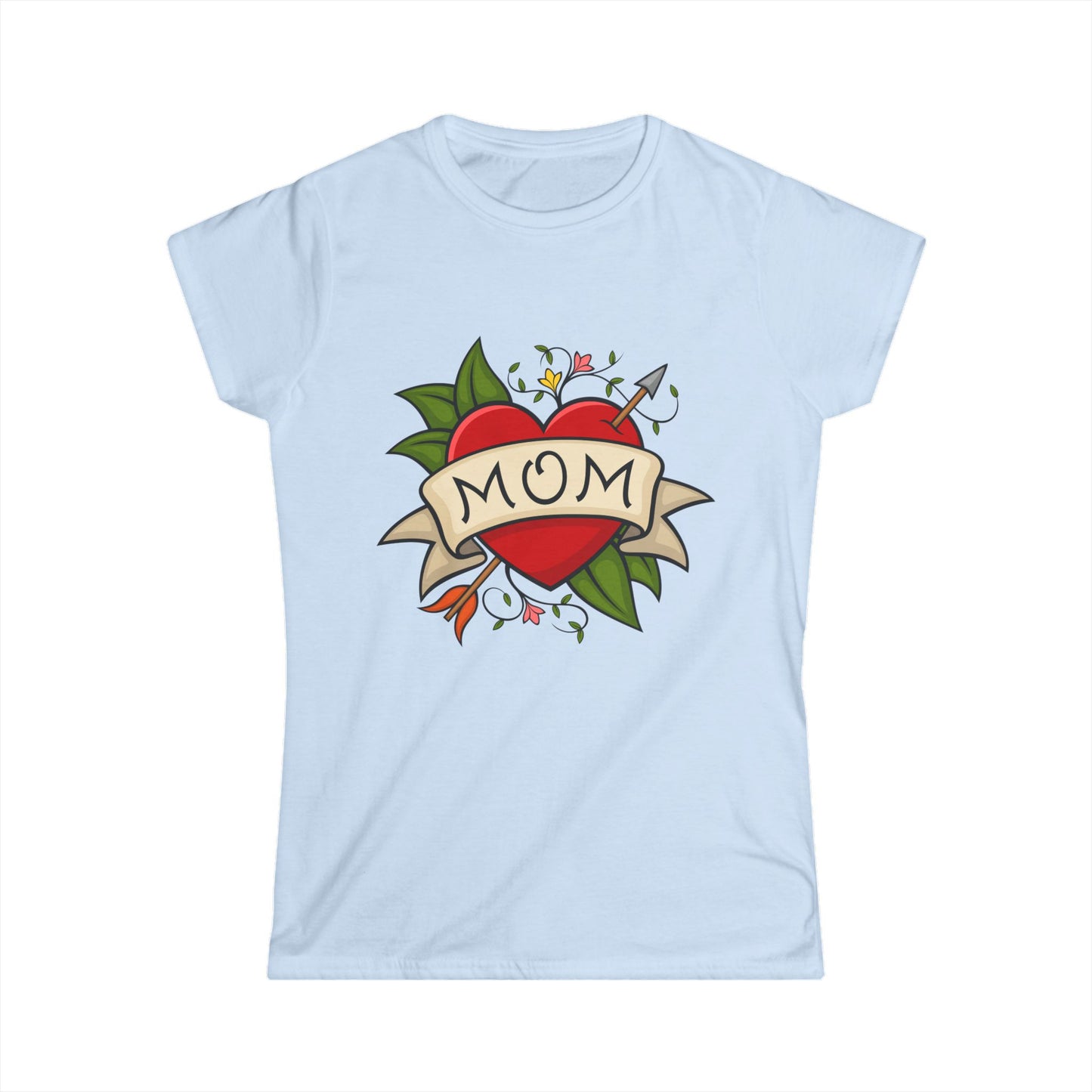 Mom Heart Banner Tee | Tattoo Style Mother's Day Shirt