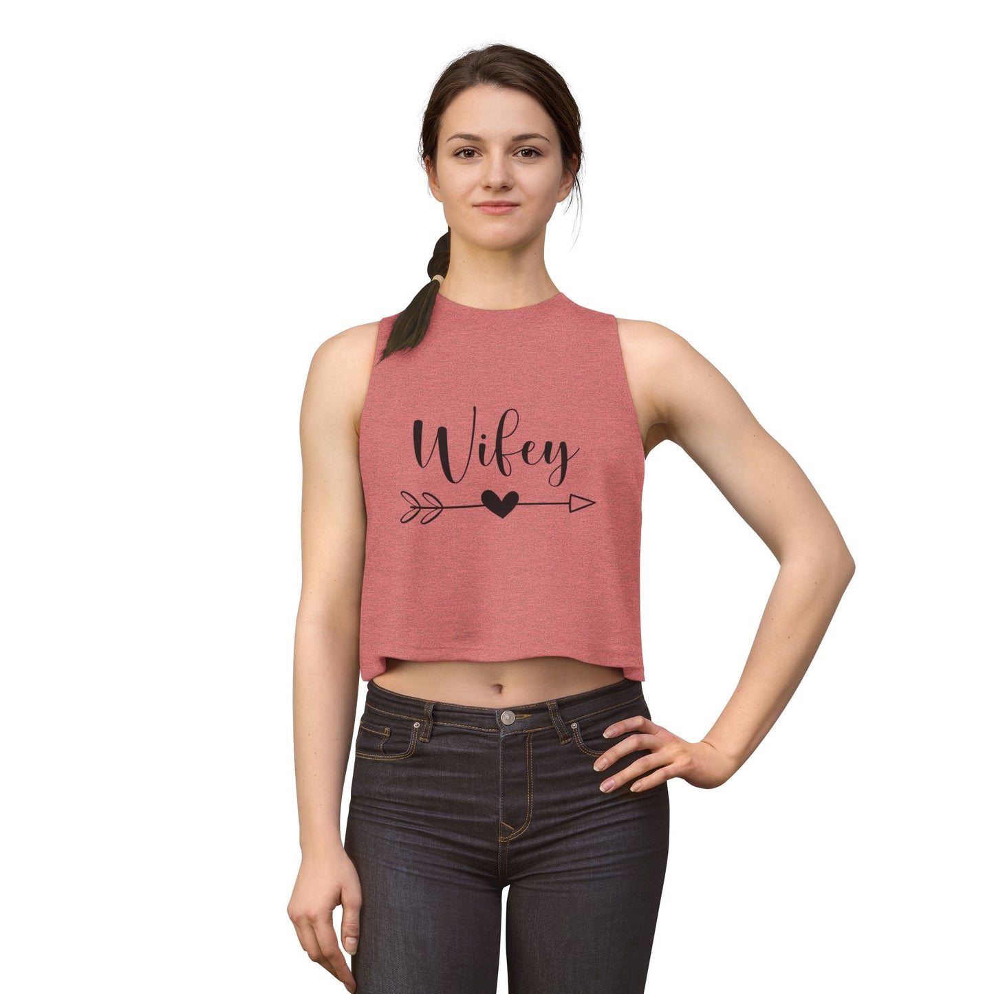 Wifey Crop Top — Cute Bridal Heart Arrow Tank for Brides, Bachelorette & Wedding Gifts