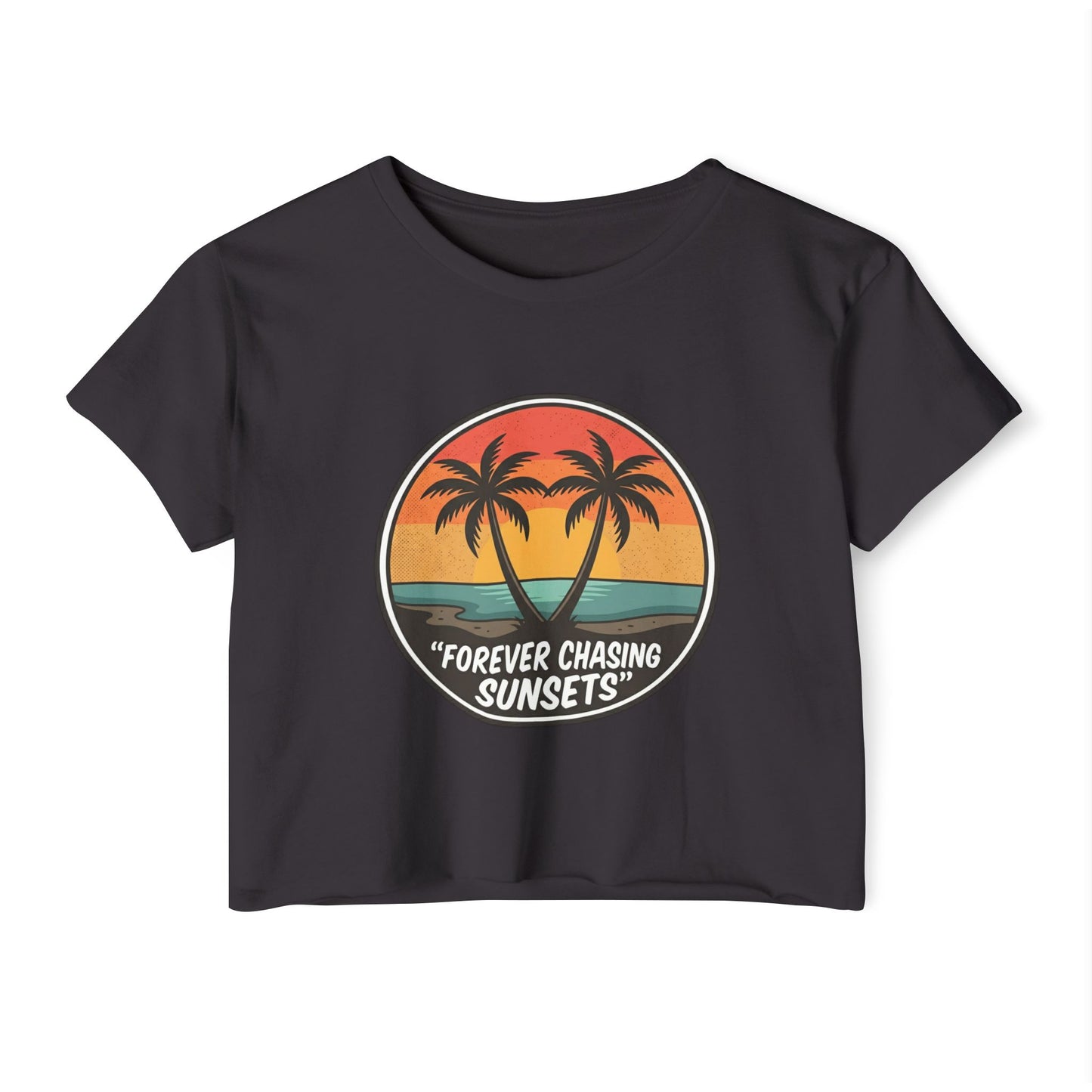 Forever Chasing Sunsets Crop Top - Vintage Palm Beach Festival Tee