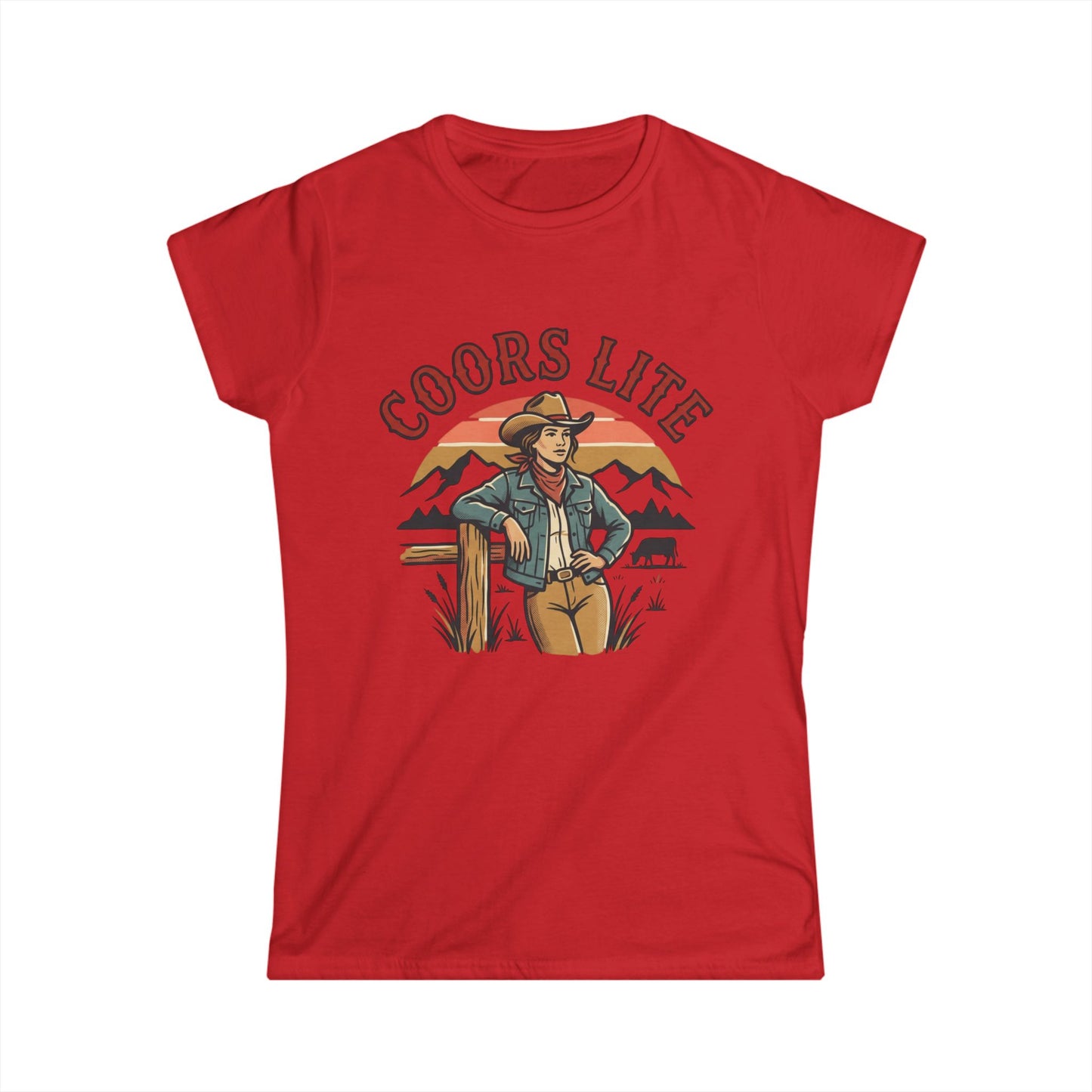 Coors Lite Western Cowgirl Tee | Mountain Sunset Outdoor Beer Design