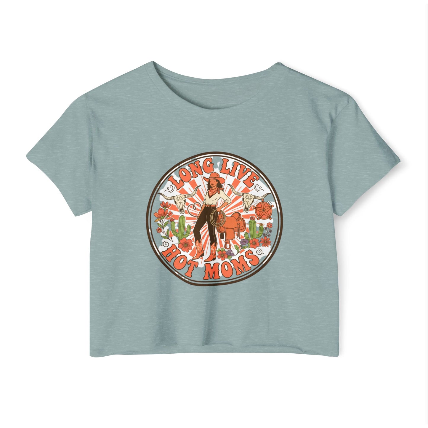 Long Live Hot Moms Crop Top | Retro Floral Pinup Mom Design, mom tee