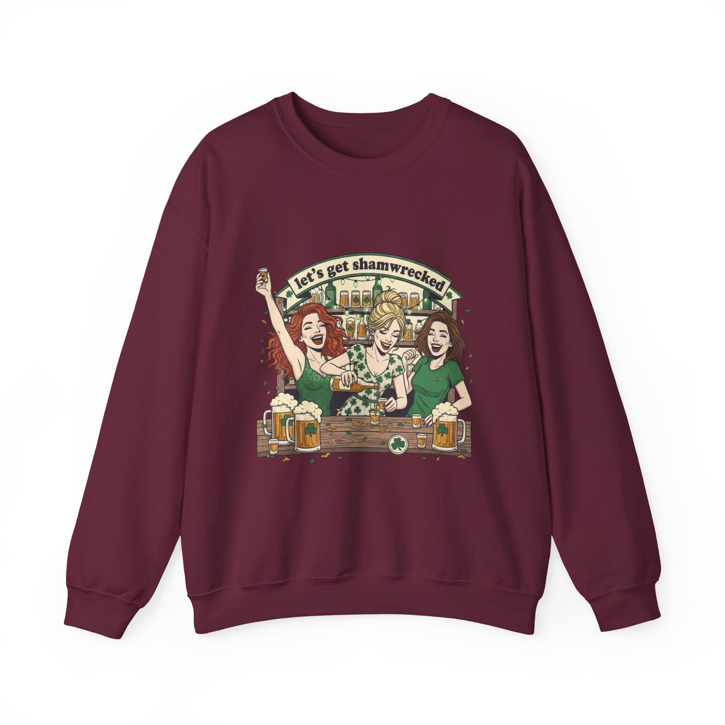 Let's Get Shamrocked Irish Pub Party Sweatshirt | St. Patrick's Day Beer Girls