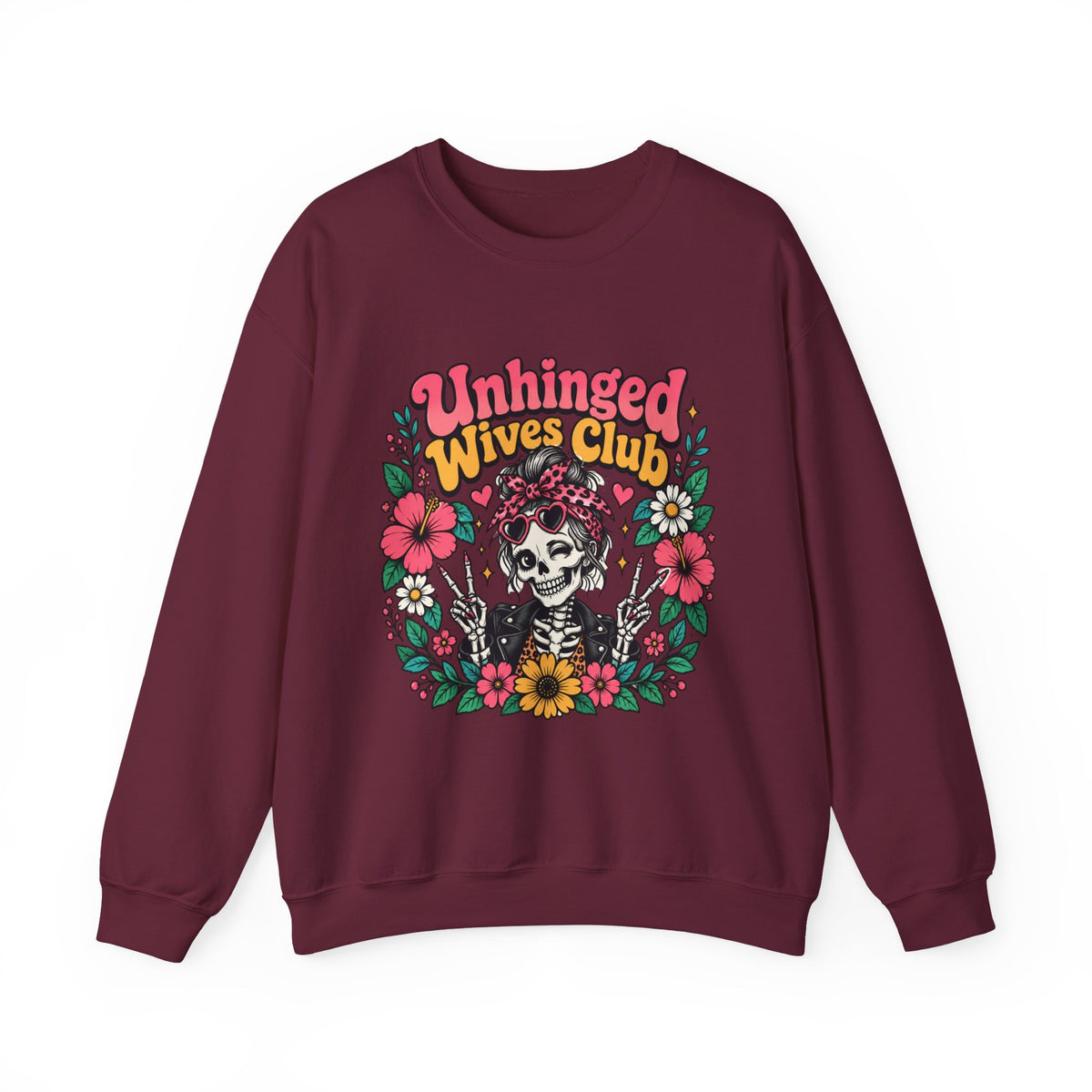 Unhinged Wives Club Skeleton Floral Sweatshirt