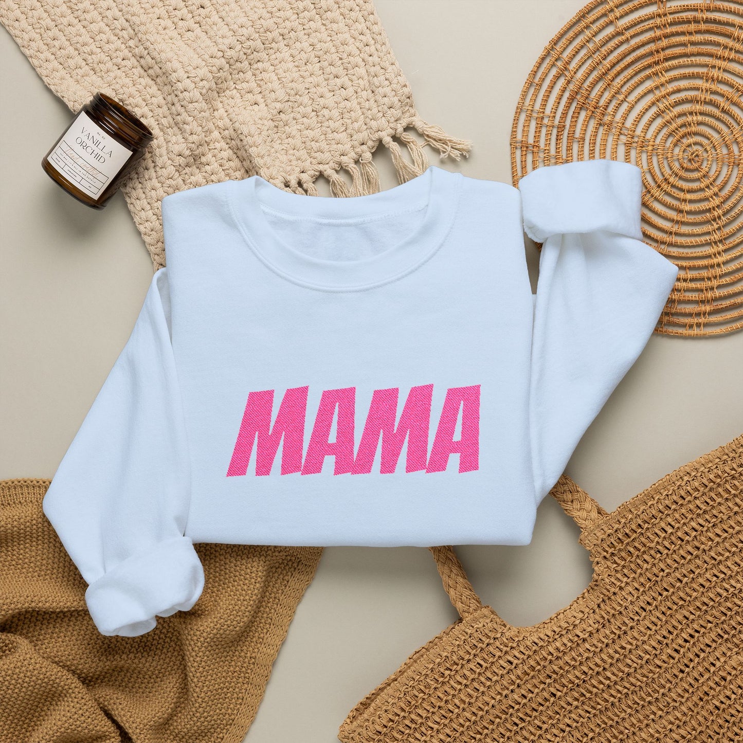 Pink Glitter MAMA Crewneck Sweatshirt | Mama Mom Mother's Day Top
