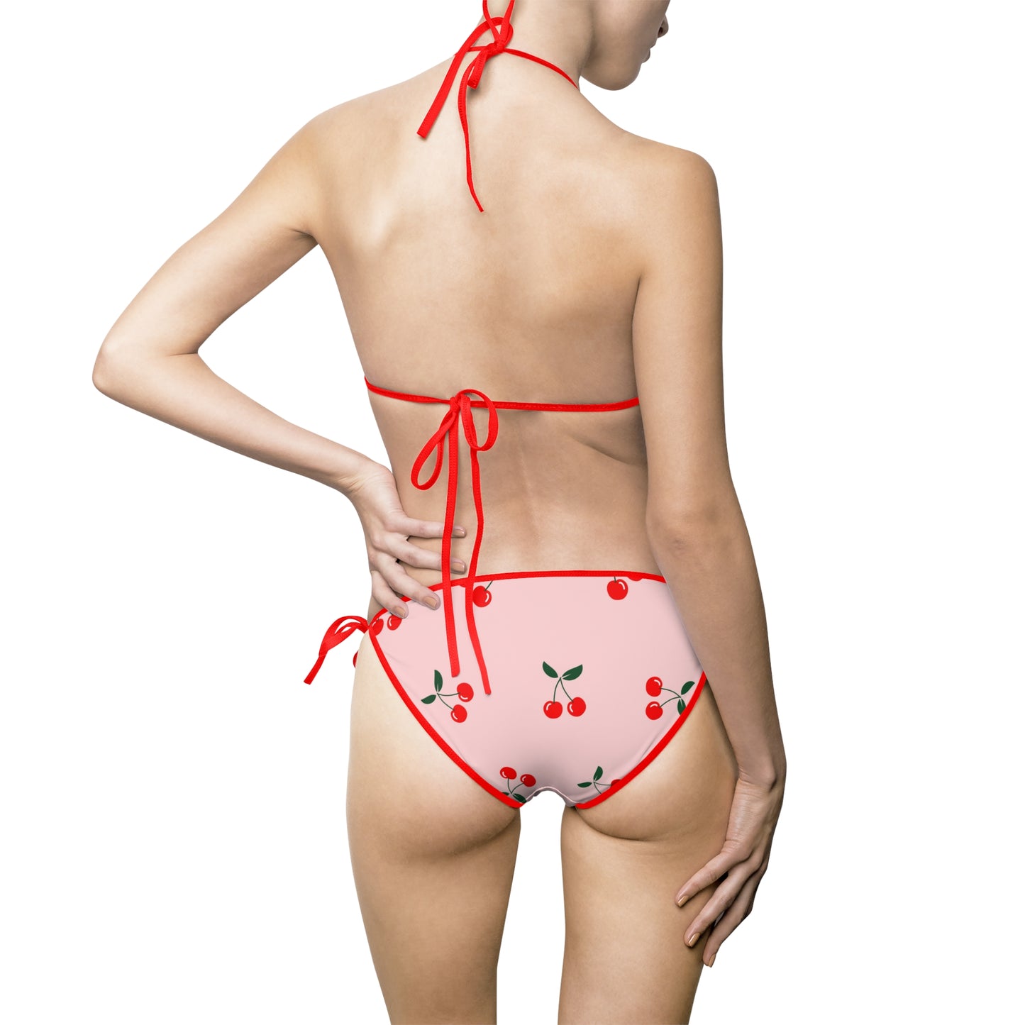 Cherry Pattern Bikini | Pink Cherry Print Swimwear