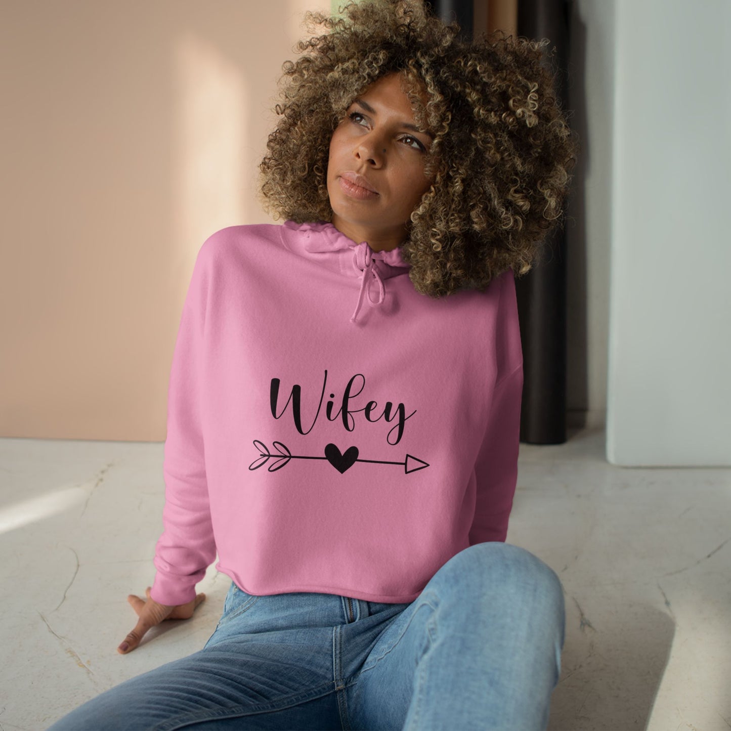 Wifey script with heart arrow Crop Hoodie | Bridal, Bachelorette