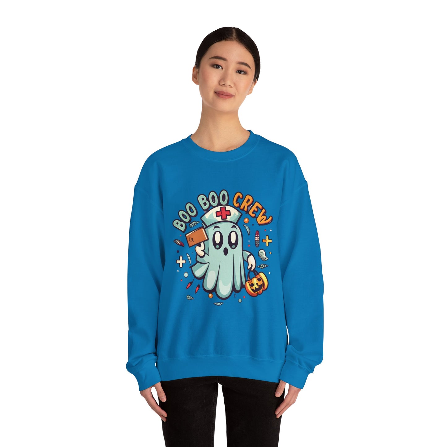 Halloween Ghost Crewneck Sweatshirt, Unisex Sweatshirt, Boo Boo Crew Sweatshirt, Cute Halloween Sweater, Cozy Fall Apparel