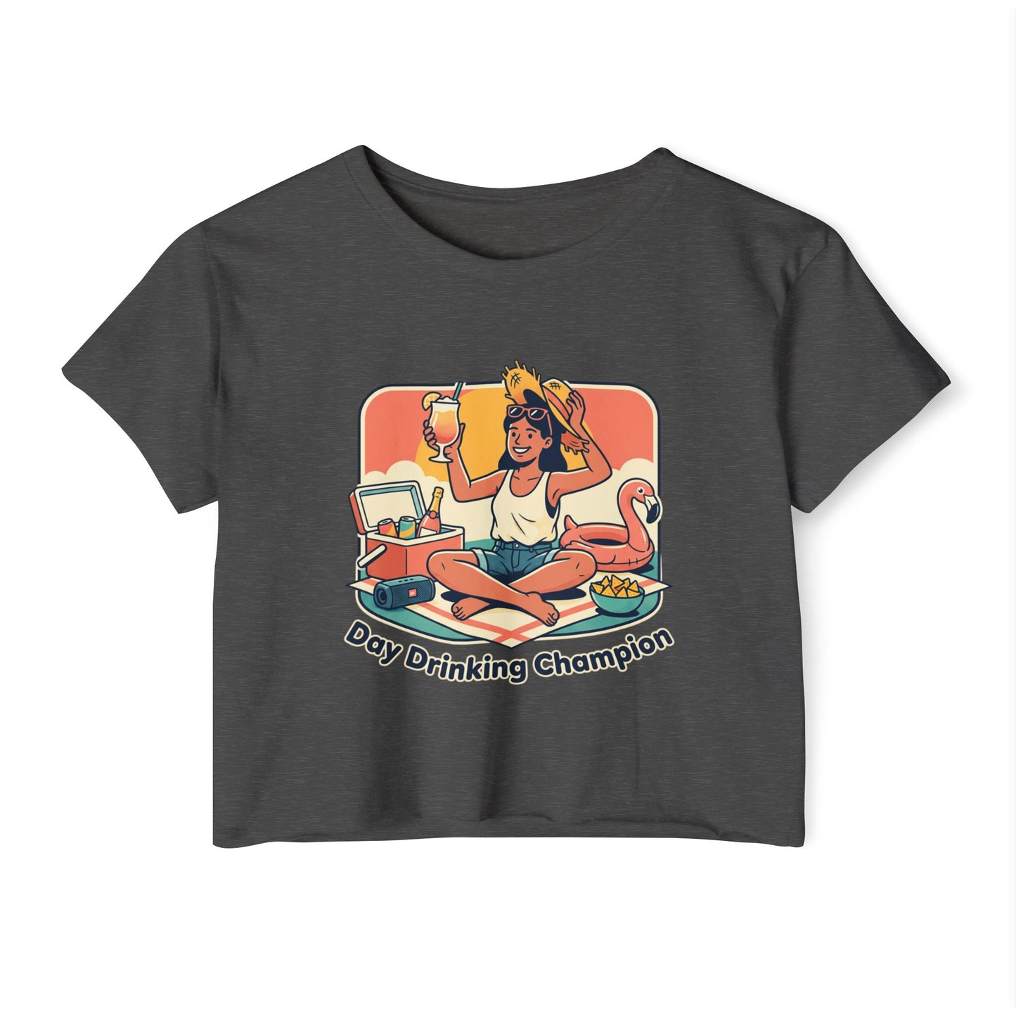 Day Drinking Champion Crop Top — Women's Festival Summer Tee
