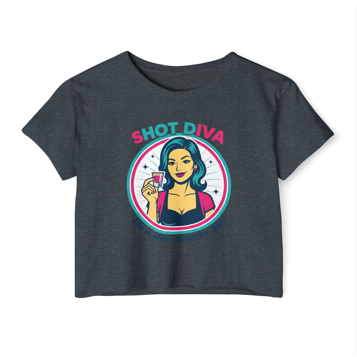 Shot Diva Bartender Crop Top | Festival Bartender Graphic