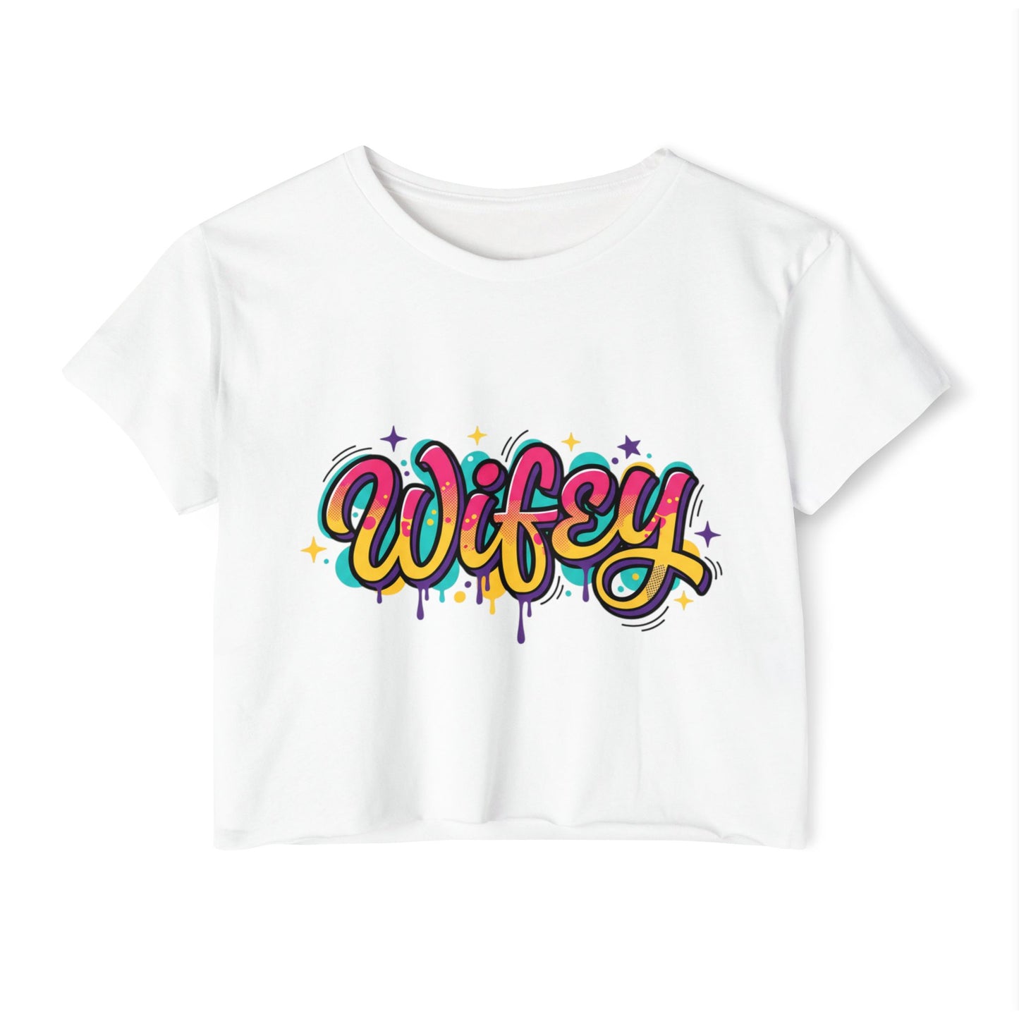 Wifey Graffiti Crop Top | Colorful Script, Festival Street Style