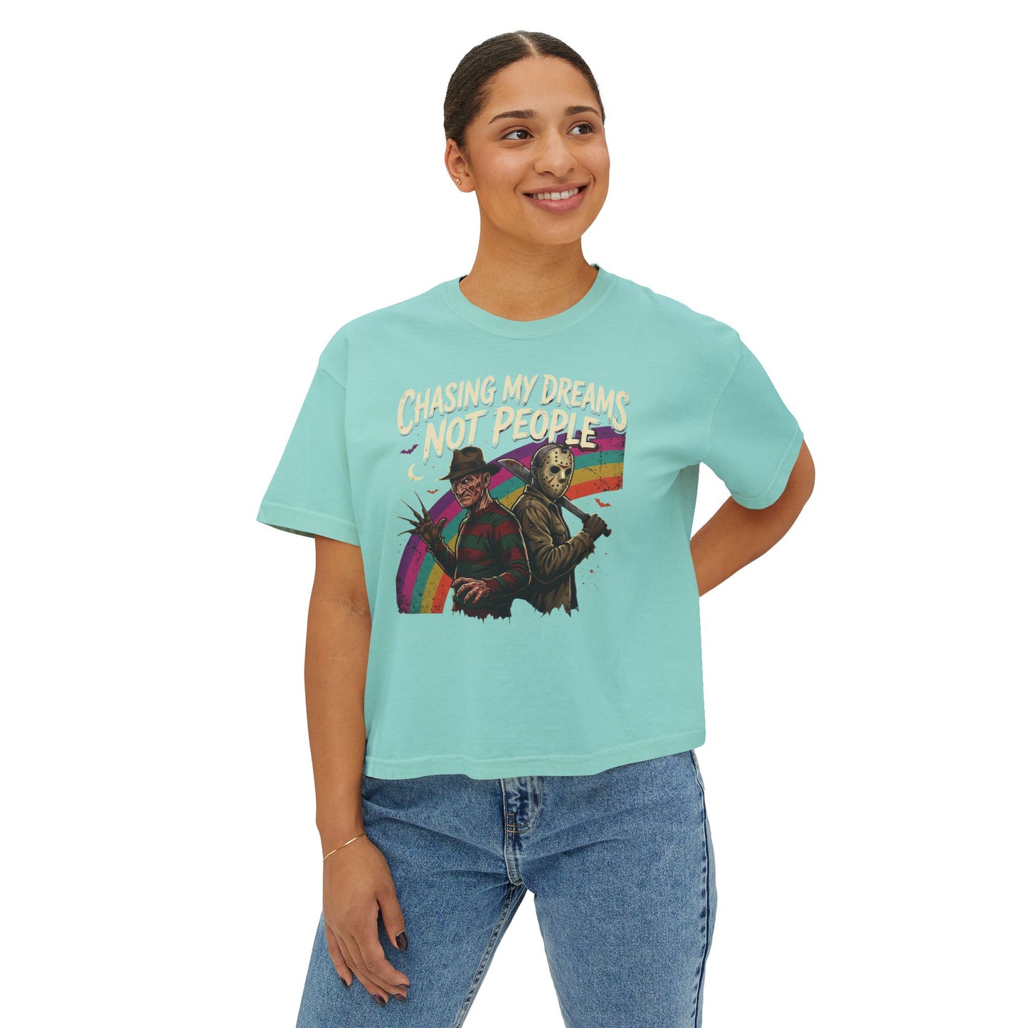 Chasing My Dreams Not People Graphic Tee | Horror Rainbow Design