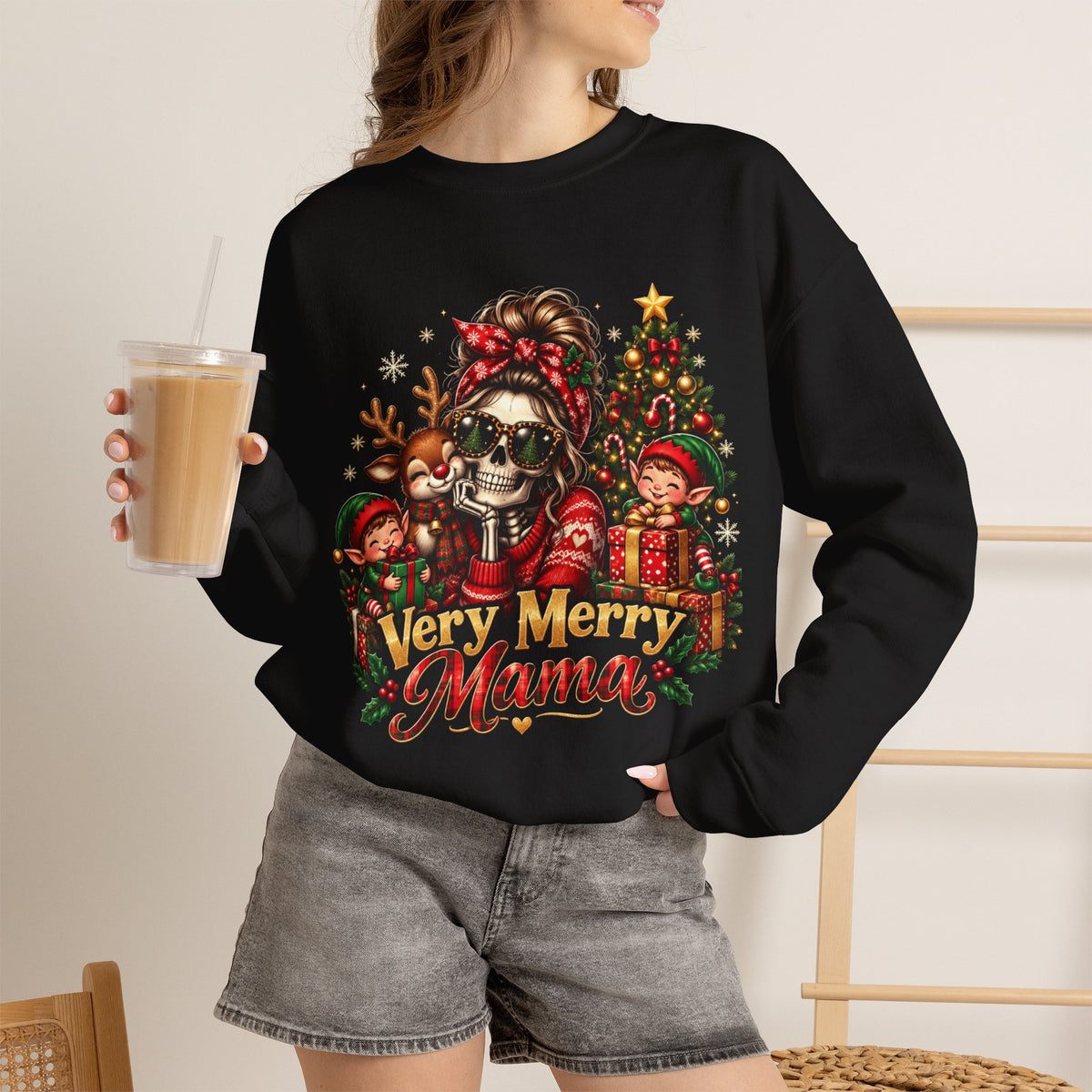 Very Merry Mama Christmas Family Design Sweatshirt