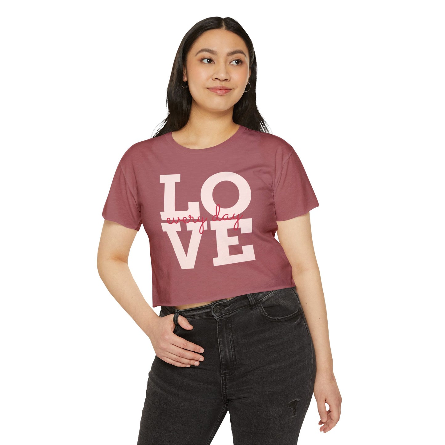 LOVE Every Day Crop Top — Women's Casual Festival Tee
