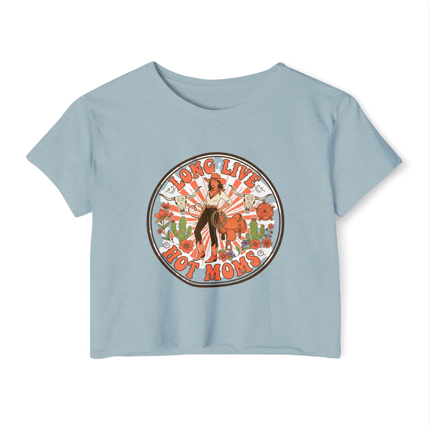 Long Live Hot Moms Crop Top | Retro Floral Pinup Mom Design, mom tee