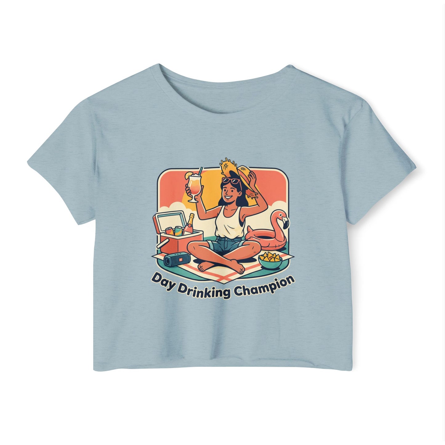 Day Drinking Champion Crop Top — Women's Festival Summer Tee