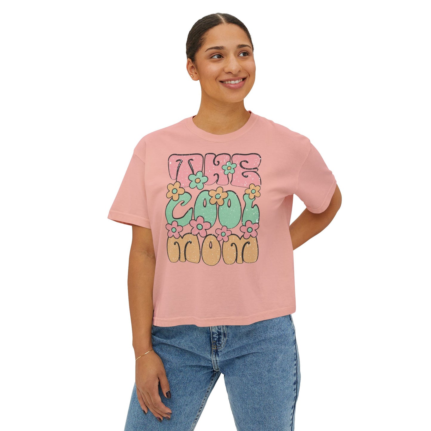 Retro Floral Cool Mom Boxy Tee