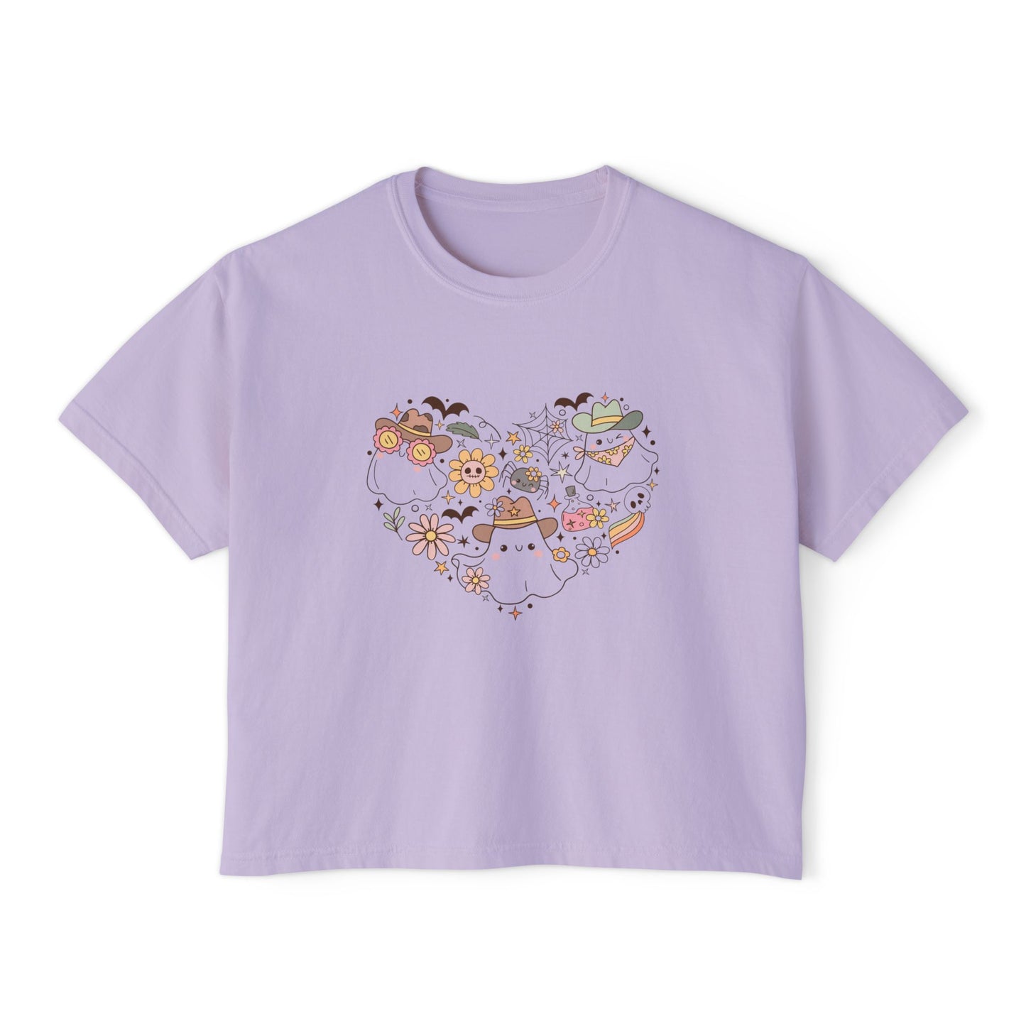 Whimsical Nature Women's Boxy Tee, Cute Graphic Shirt, Summer Fashion Tee, Gift for Nature Lovers, Casual Women's Top