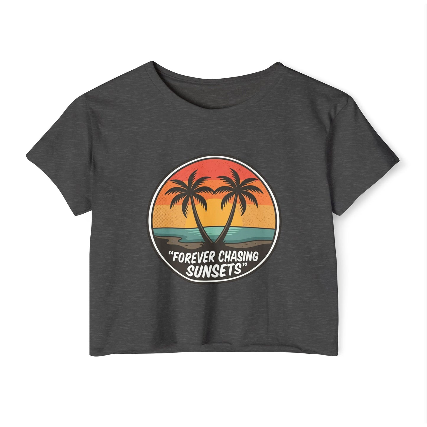 Forever Chasing Sunsets Crop Top - Vintage Palm Beach Festival Tee