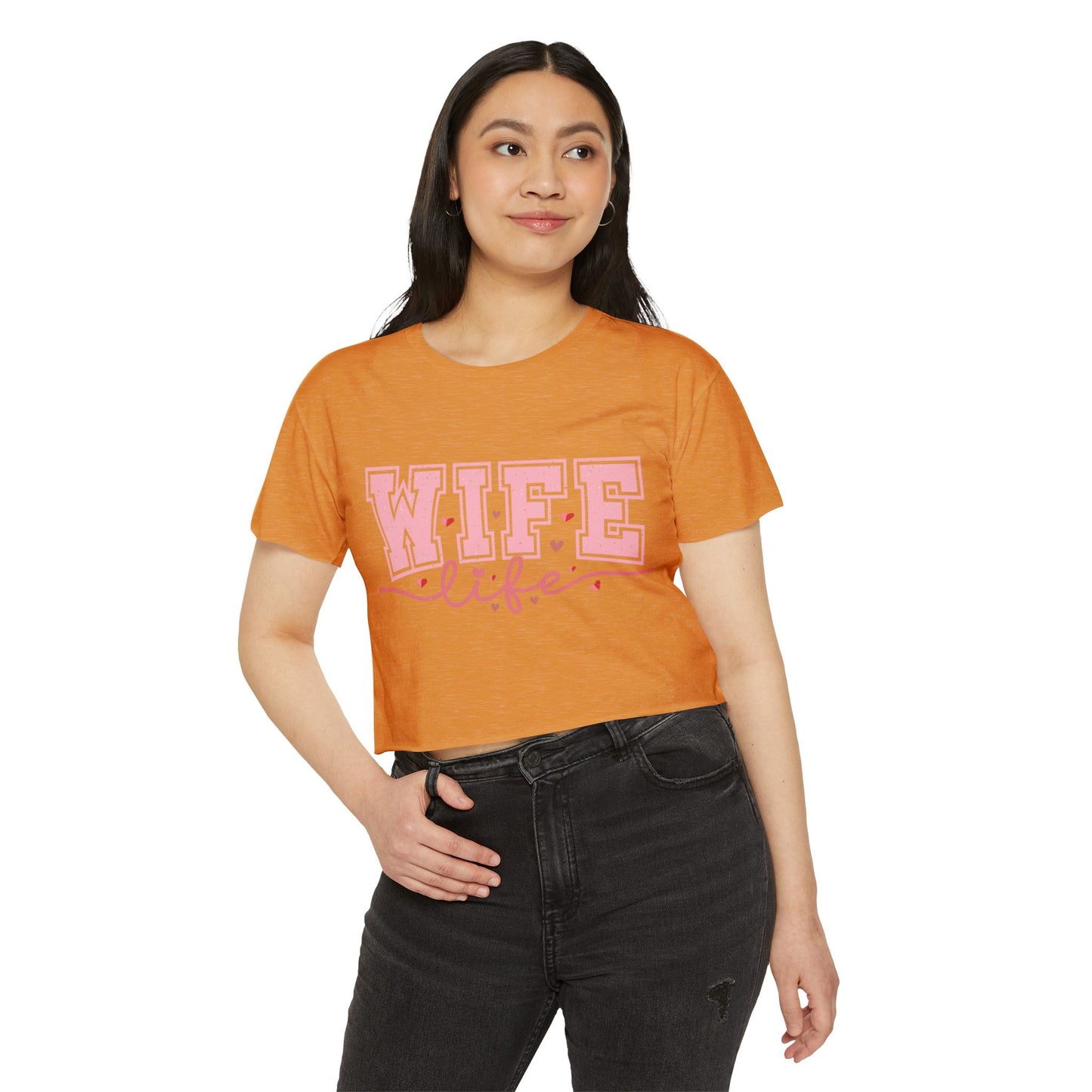 Wife Life Crop Top — Pink Retro Varsity "WIFE life" Festival Tee