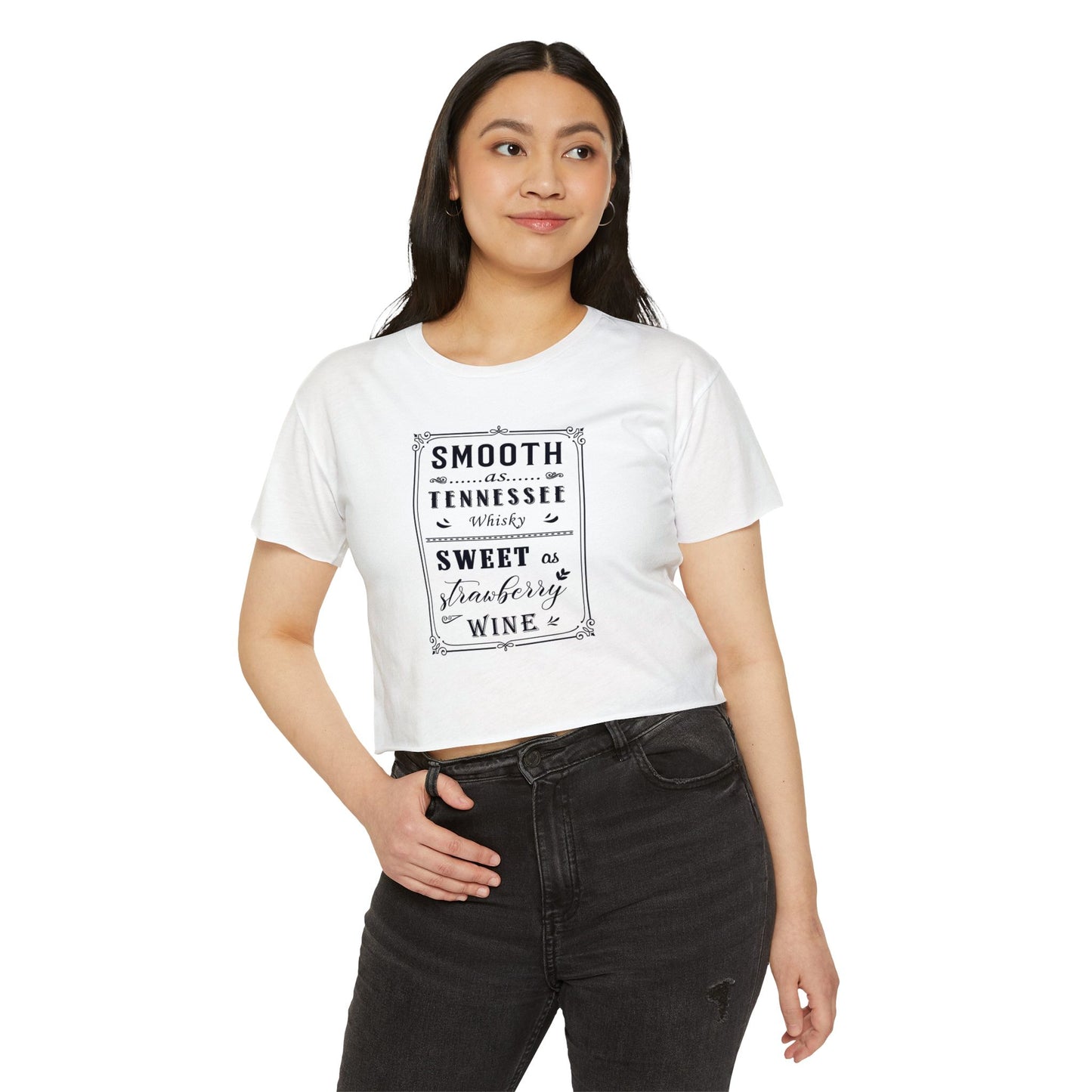 Crop Top — "Smooth as Tennessee Whiskey, Sweet as Strawberry Wine" Vintage Graphic