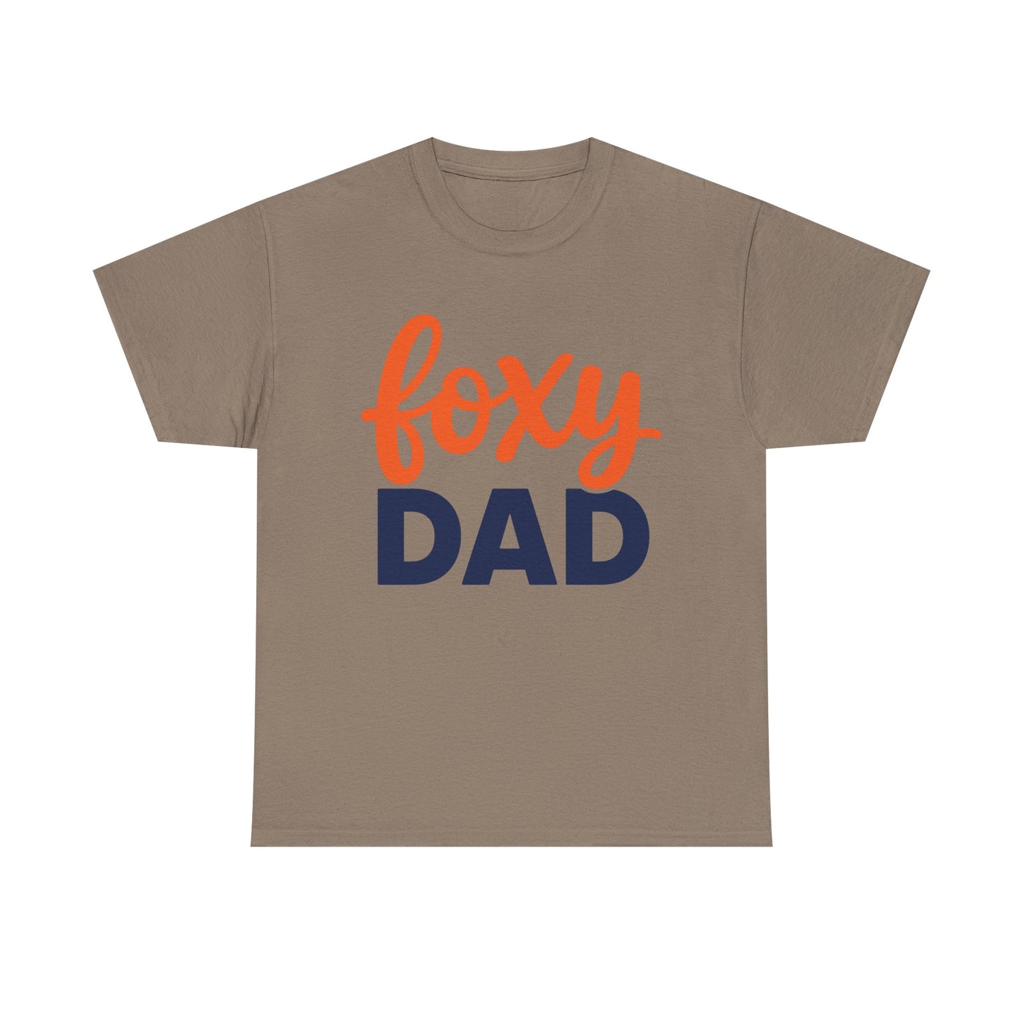 Foxy Dad T-Shirt | Dad Typography Tee, Orange Script Navy Bold