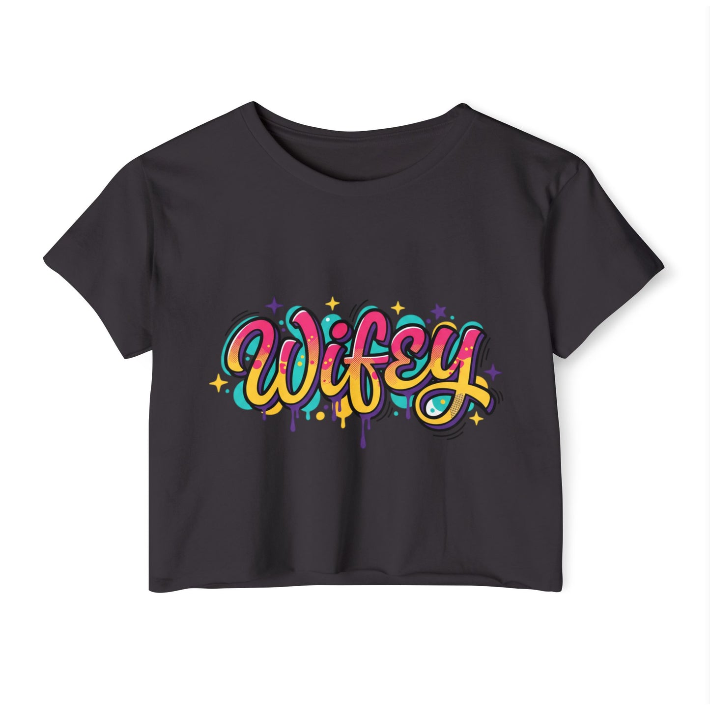 Wifey Graffiti Crop Top | Colorful Script, Festival Street Style