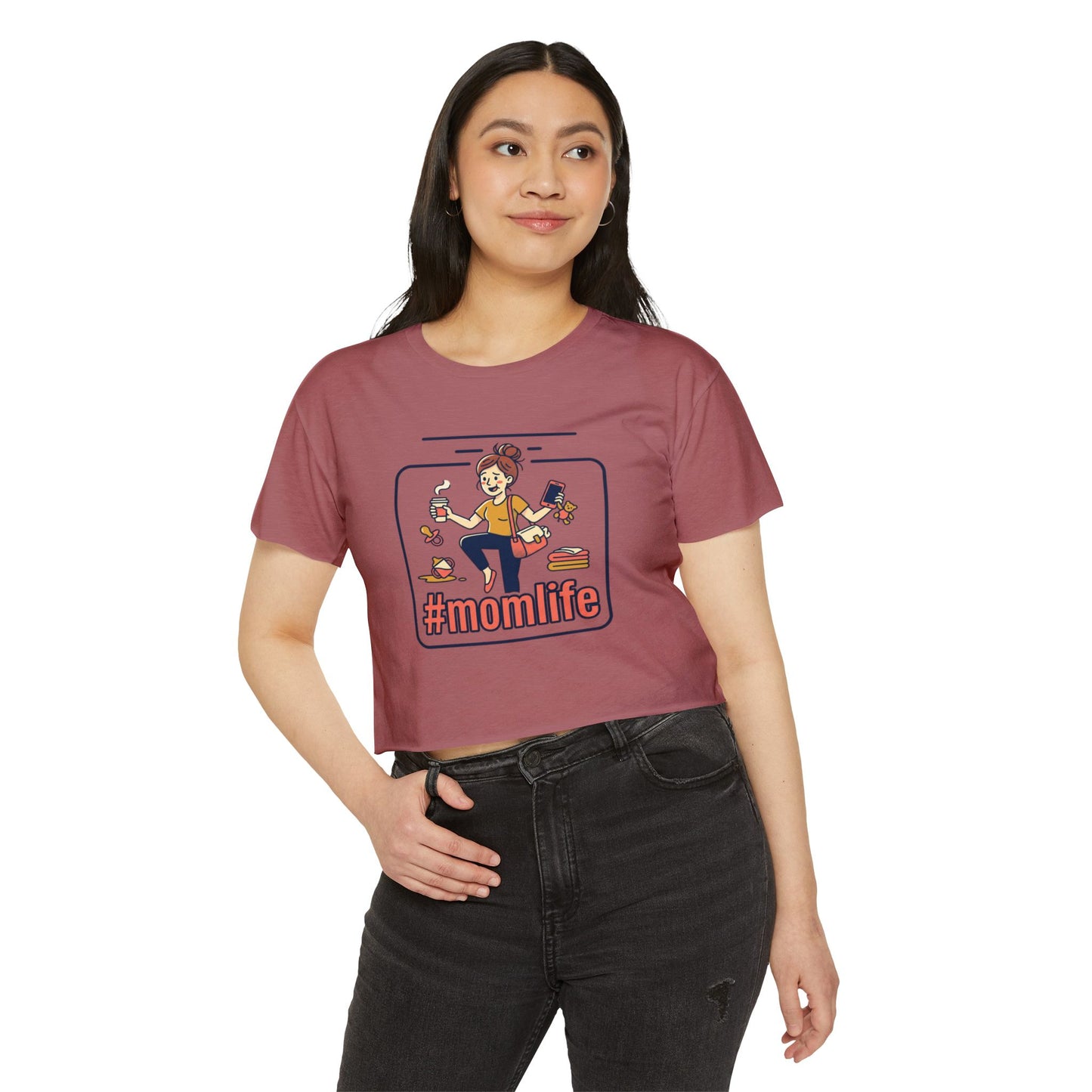 #momlife Crop Top — Cute Mom Life Graphic Women's Festival Tee