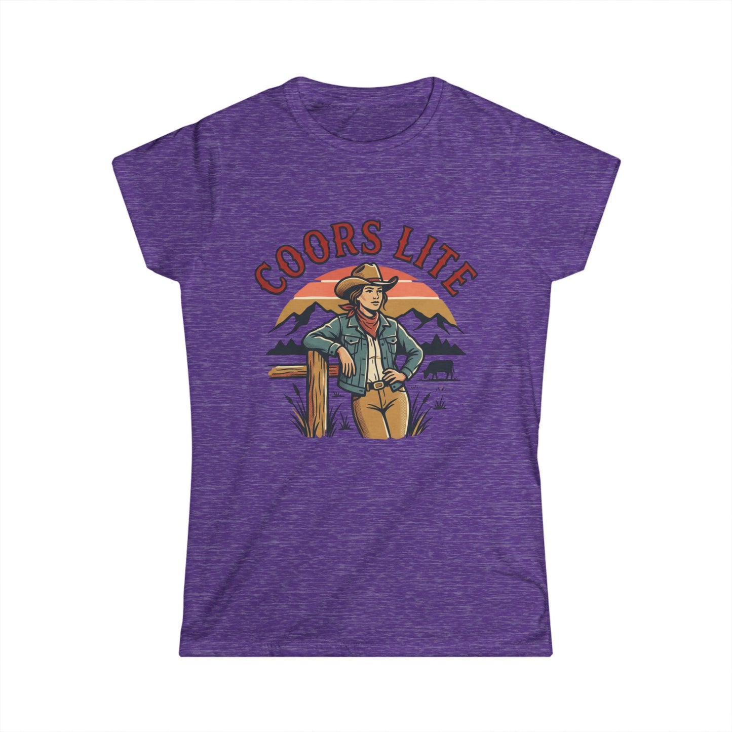 Coors Lite Western Cowgirl Tee | Mountain Sunset Outdoor Beer Design