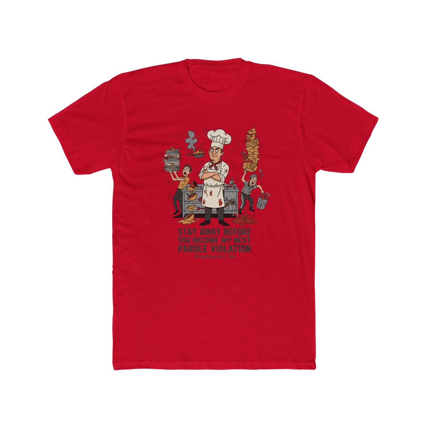 Chef Funny T‑Shirt — "Stay Away Before You Become My Next Parole Violation" Cooking Humor Tee