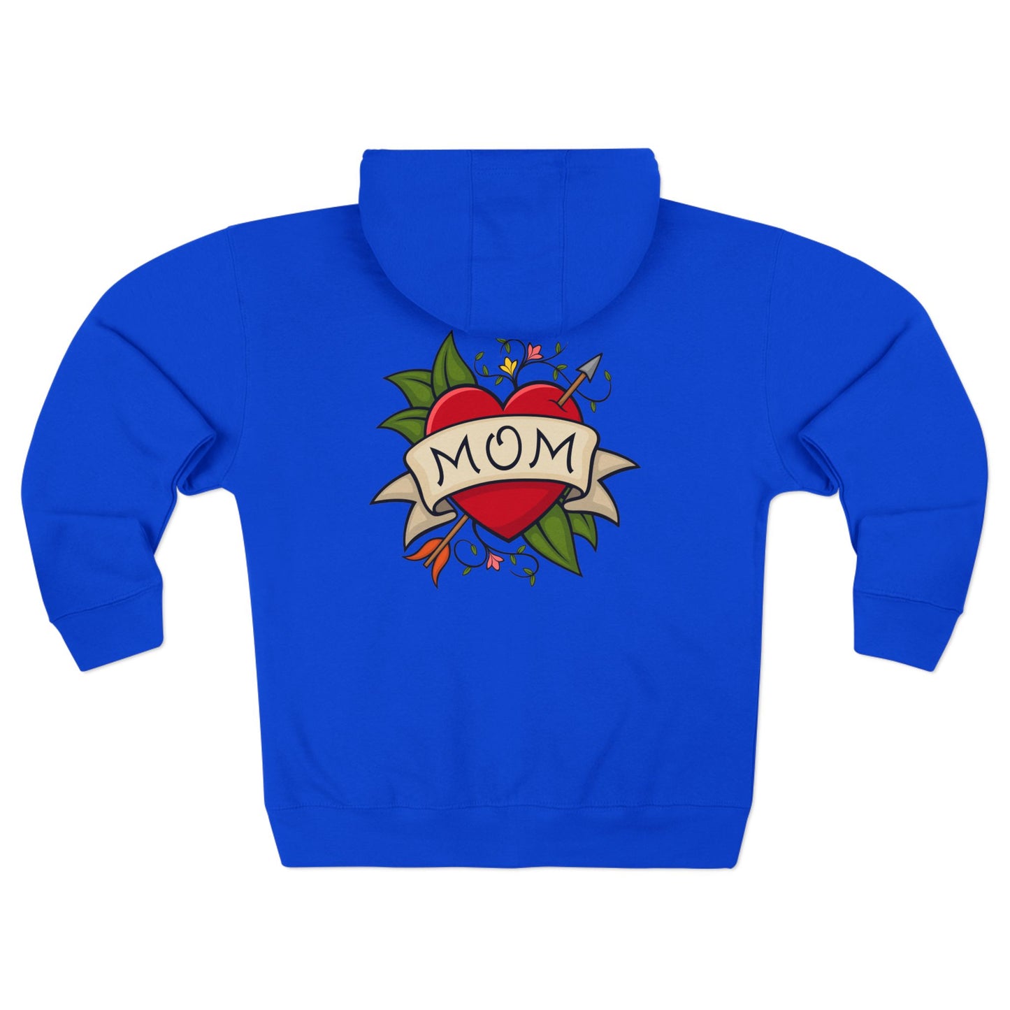 Mom Heart Tattoo Zip Hoodie | Retro Traditional Mom Tattoo Design