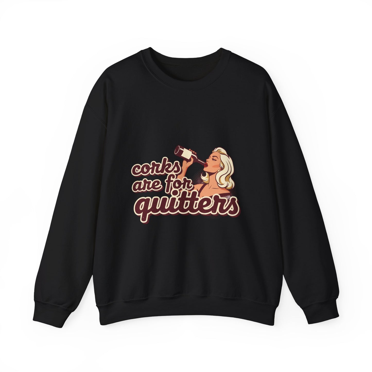 Corks Are For Quitters sweatshirt | Funny Retro Woman Drinking Design