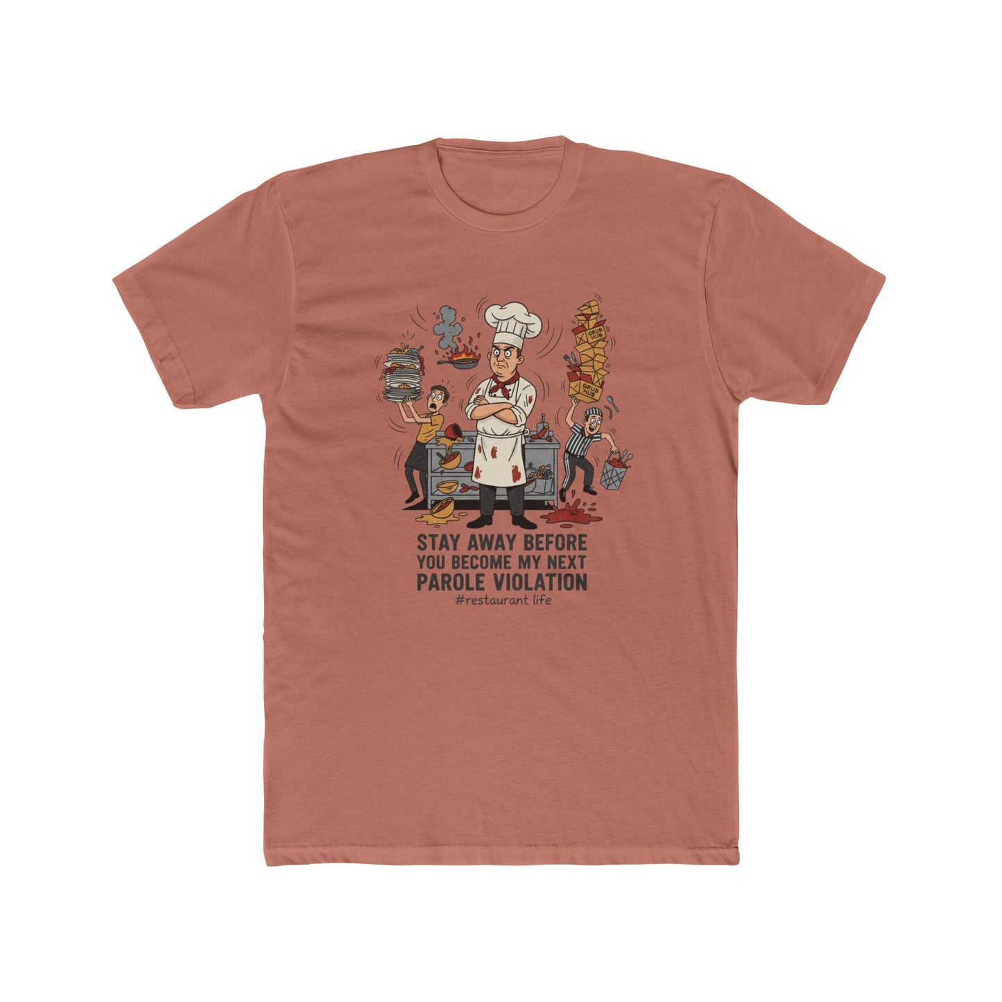 Chef Funny T‑Shirt — "Stay Away Before You Become My Next Parole Violation" Cooking Humor Tee