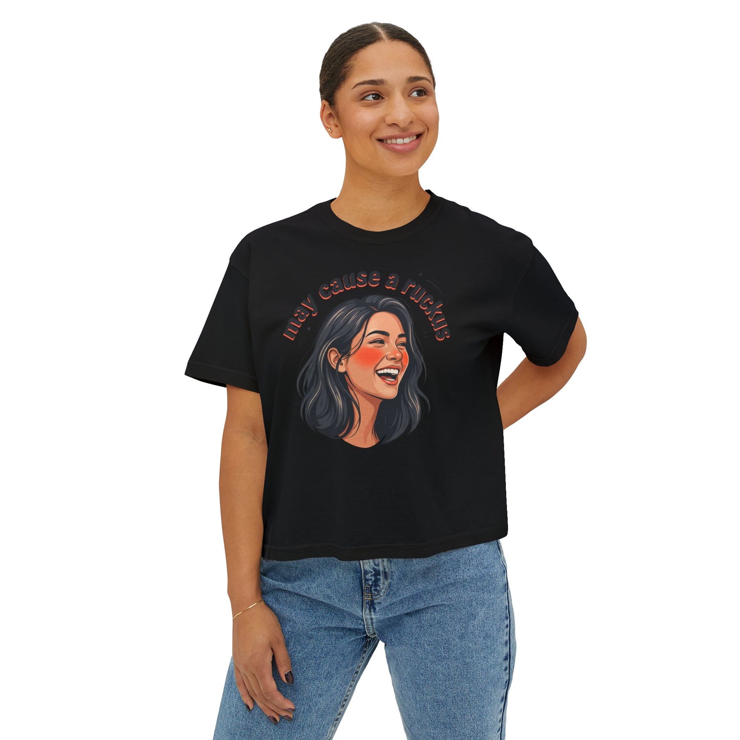 may cause a ruckus tee | laughing woman illustration