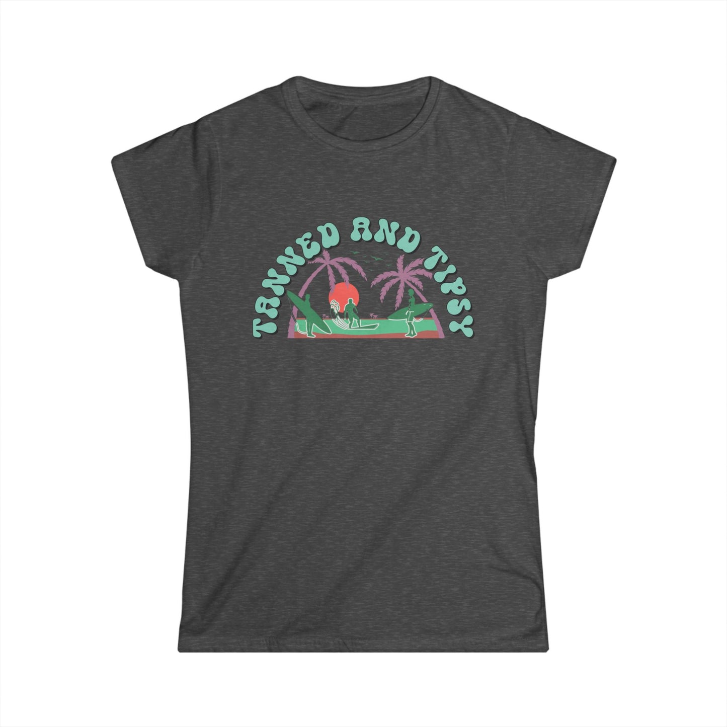Tropical Vibes Tee - "Tanned and Tipsy" Women's Softstyle Shirt, Summer Casual Wear, Vacation Essentials, Gift for Her, Beach Day Top